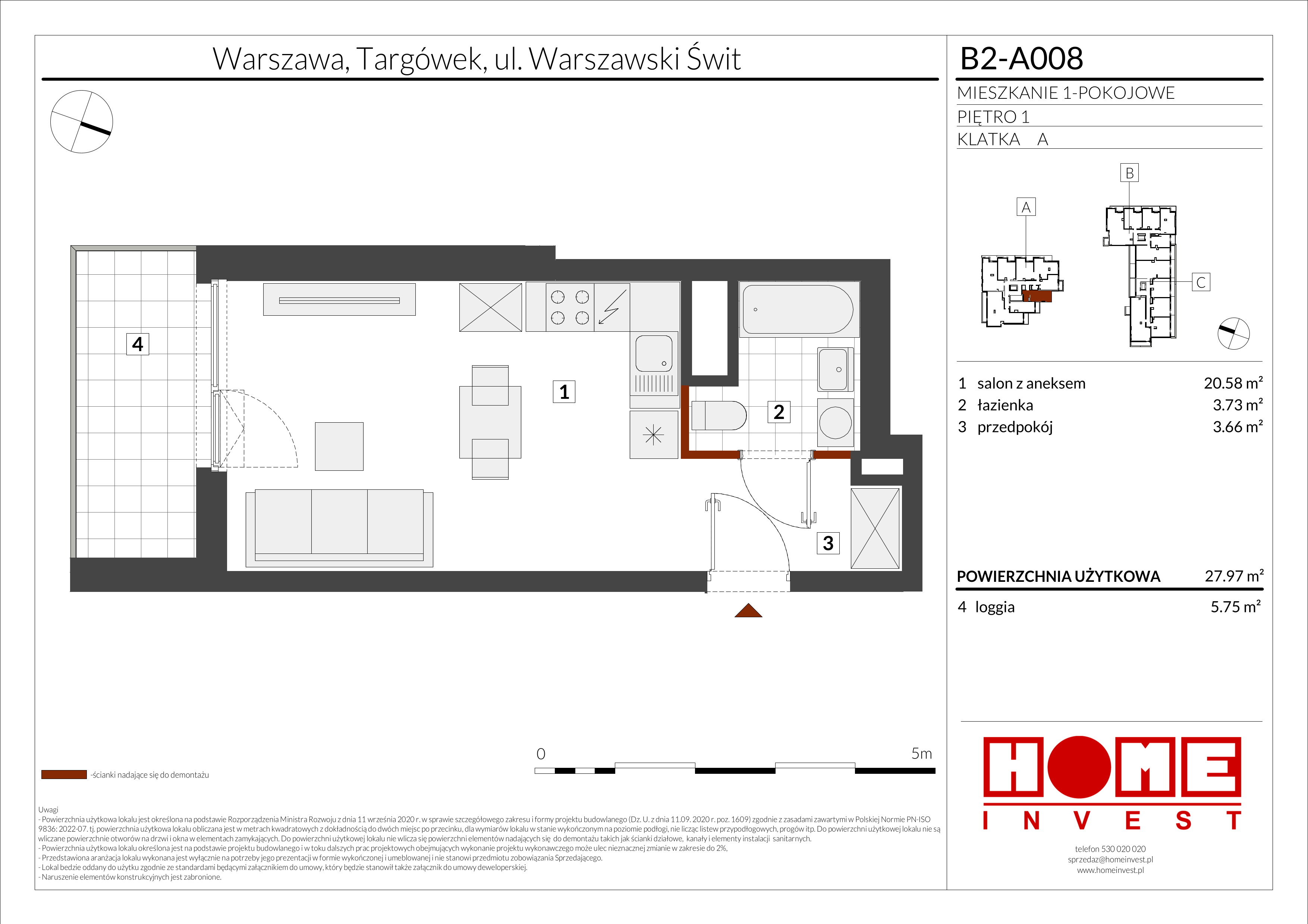 Mieszkanie 27,97 m², piętro 1, oferta nr B2-A008, Warszawski Świt Etap IX, Warszawa, Targówek, Bródno, ul. Warszawski Świt 5-idx