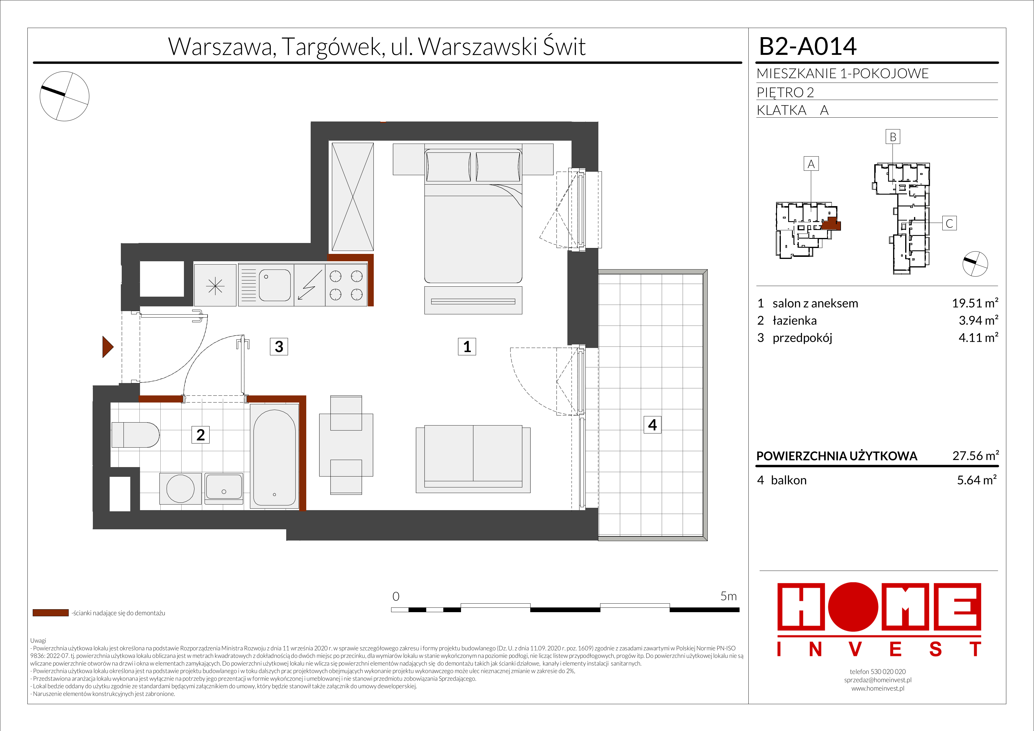 Mieszkanie 27,56 m², piętro 2, oferta nr B2-A014, Warszawski Świt Etap IX, Warszawa, Targówek, Bródno, ul. Warszawski Świt 5-idx