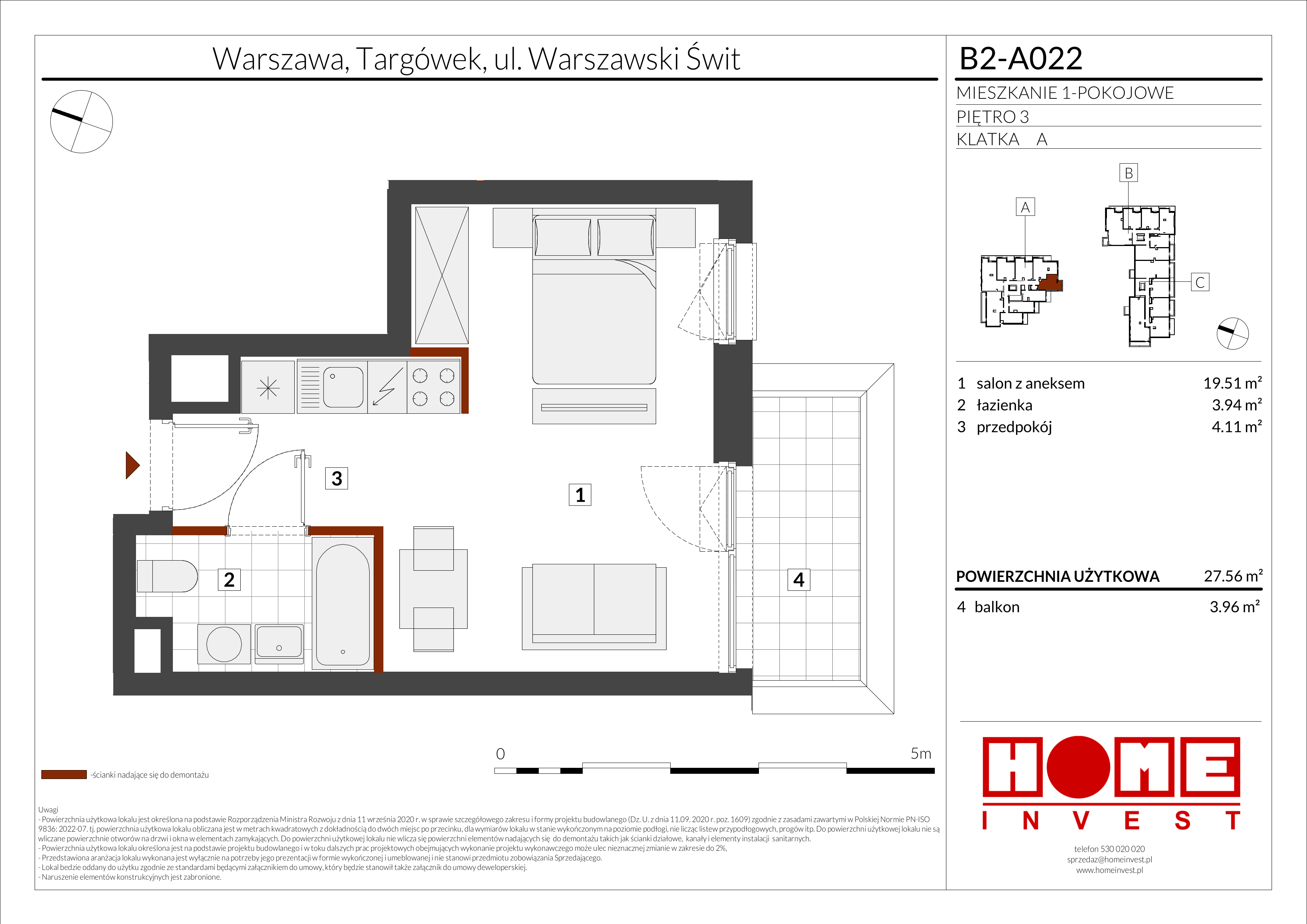 Mieszkanie 27,56 m², piętro 3, oferta nr B2-A022, Warszawski Świt Etap IX, Warszawa, Targówek, Bródno, ul. Warszawski Świt 5-idx