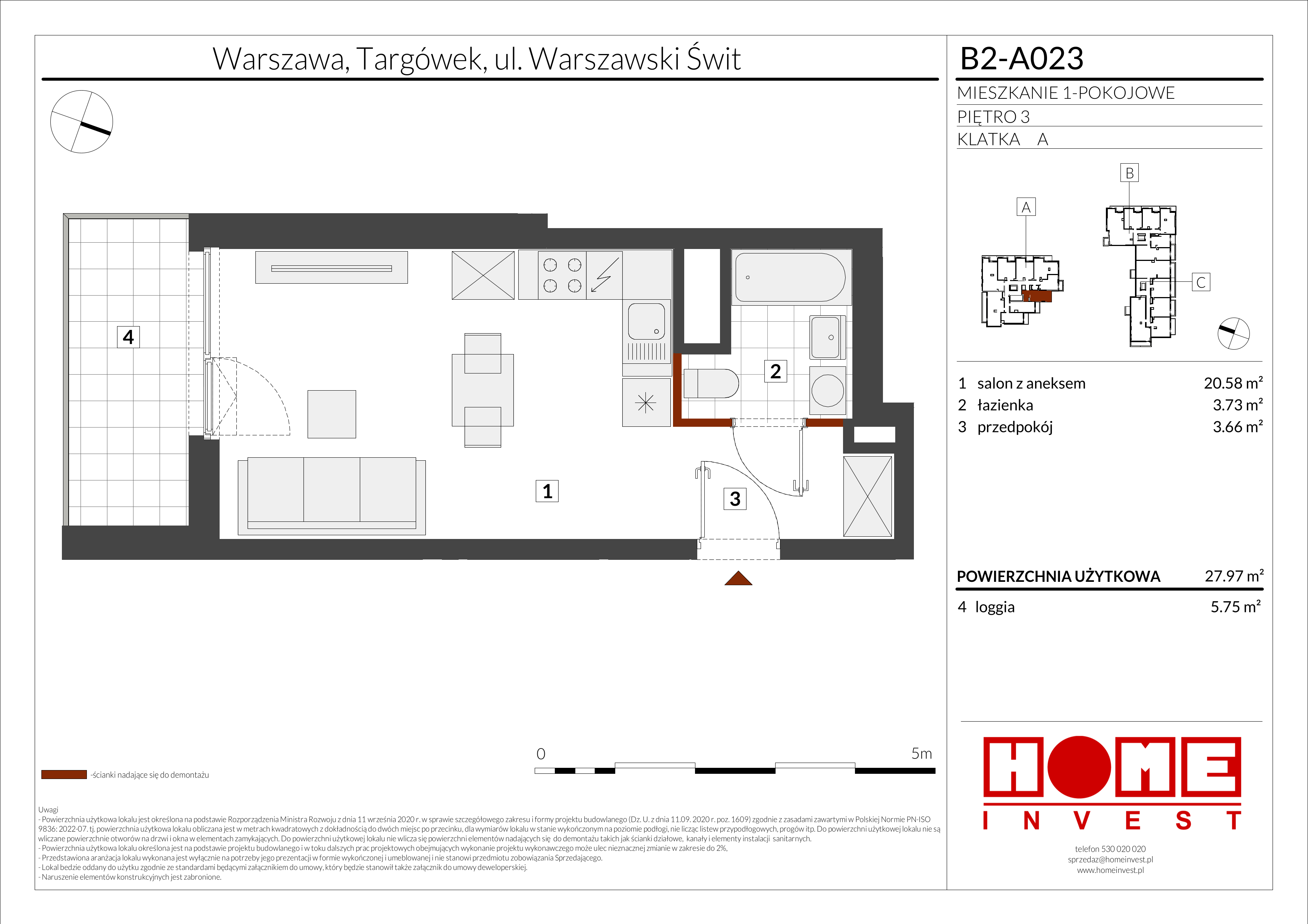 Mieszkanie 27,97 m², piętro 3, oferta nr B2-A023, Warszawski Świt Etap IX, Warszawa, Targówek, Bródno, ul. Warszawski Świt 5-idx