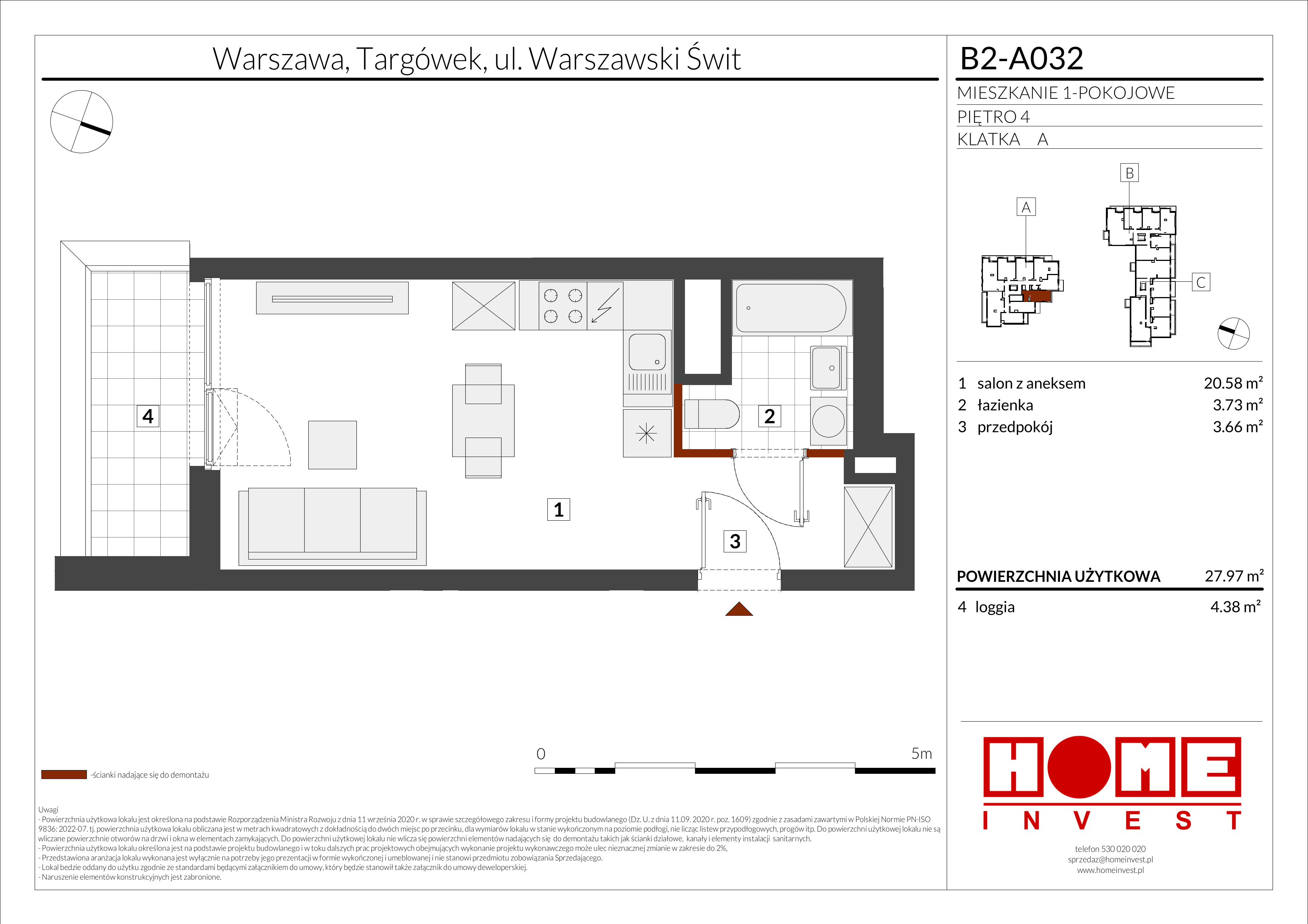 Mieszkanie 27,97 m², piętro 4, oferta nr B2-A032, Warszawski Świt Etap IX, Warszawa, Targówek, Bródno, ul. Warszawski Świt 5-idx