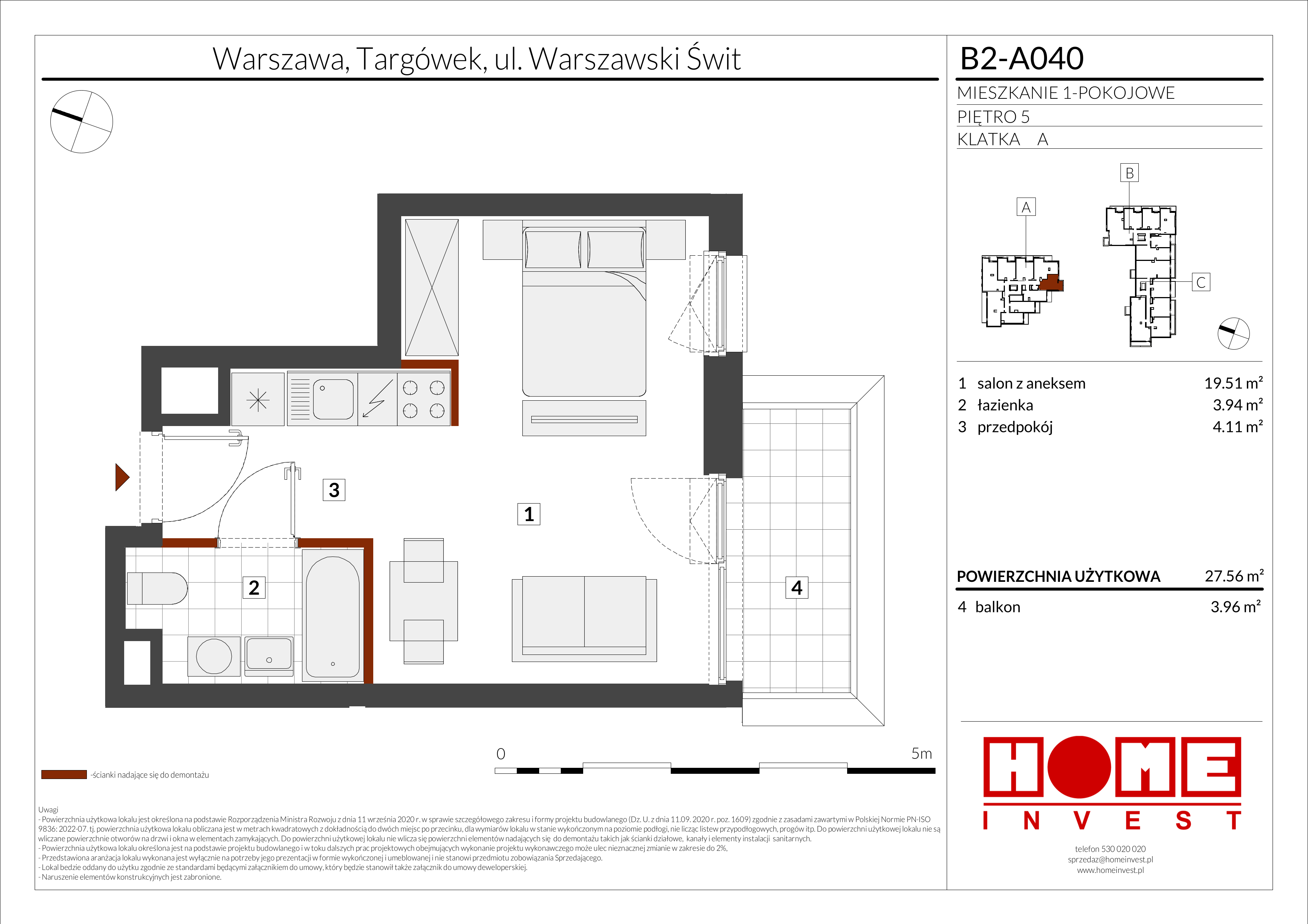 Mieszkanie 27,56 m², piętro 5, oferta nr B2-A040, Warszawski Świt Etap IX, Warszawa, Targówek, Bródno, ul. Warszawski Świt 5-idx