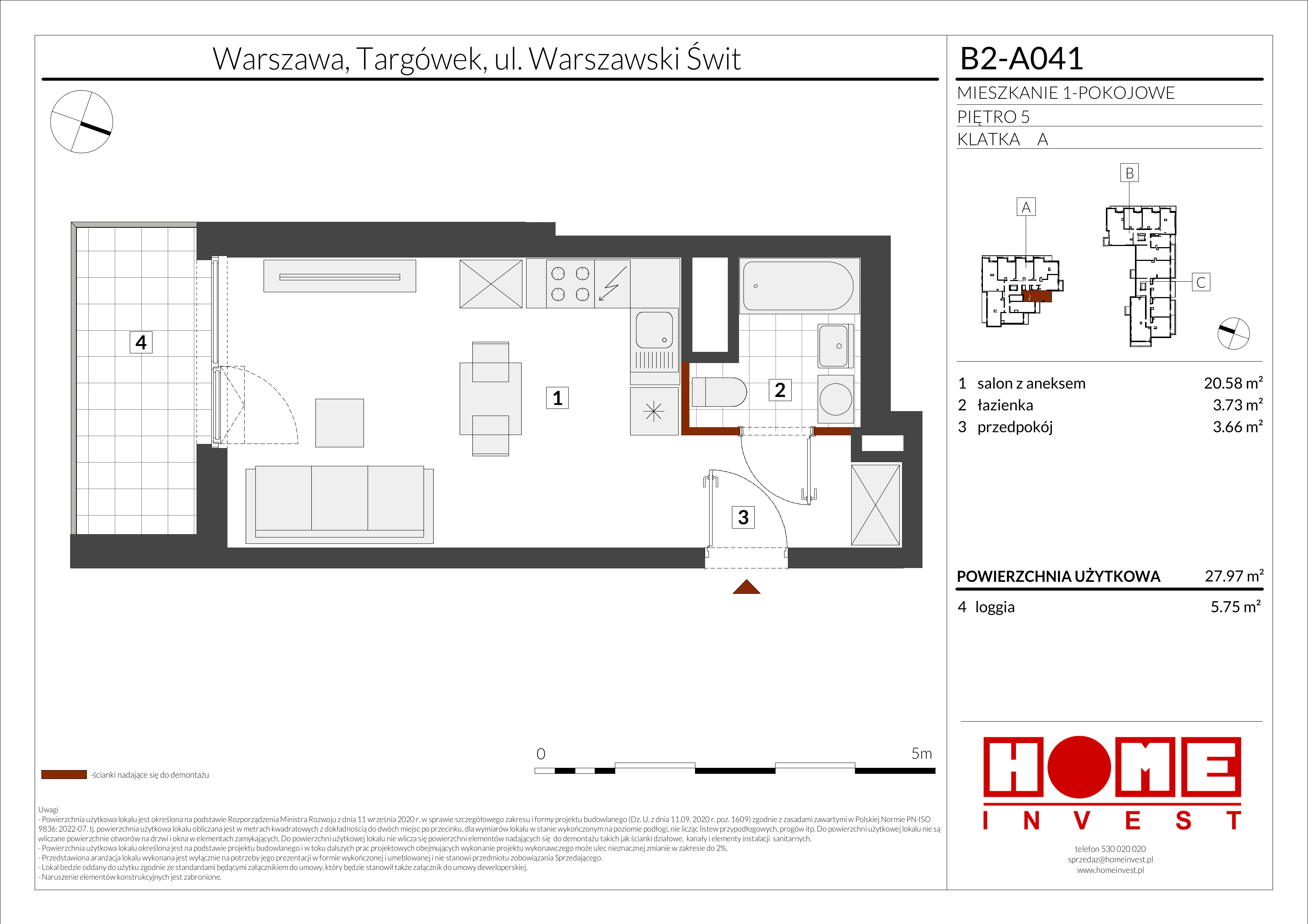 Mieszkanie 27,97 m², piętro 5, oferta nr B2-A041, Warszawski Świt Etap IX, Warszawa, Targówek, Bródno, ul. Warszawski Świt 5-idx