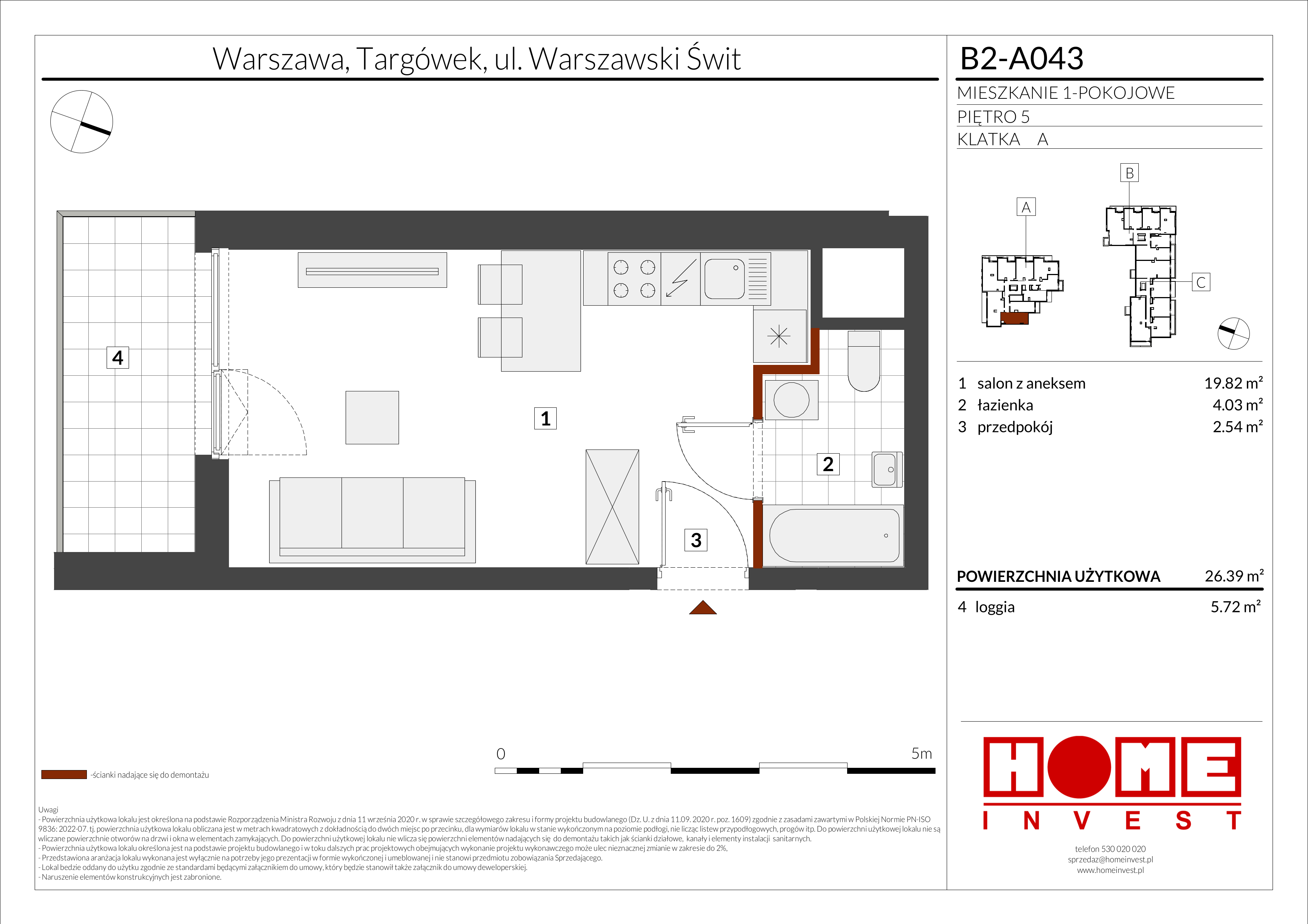 Mieszkanie 26,39 m², piętro 5, oferta nr B2-A043, Warszawski Świt Etap IX, Warszawa, Targówek, Bródno, ul. Warszawski Świt 5-idx