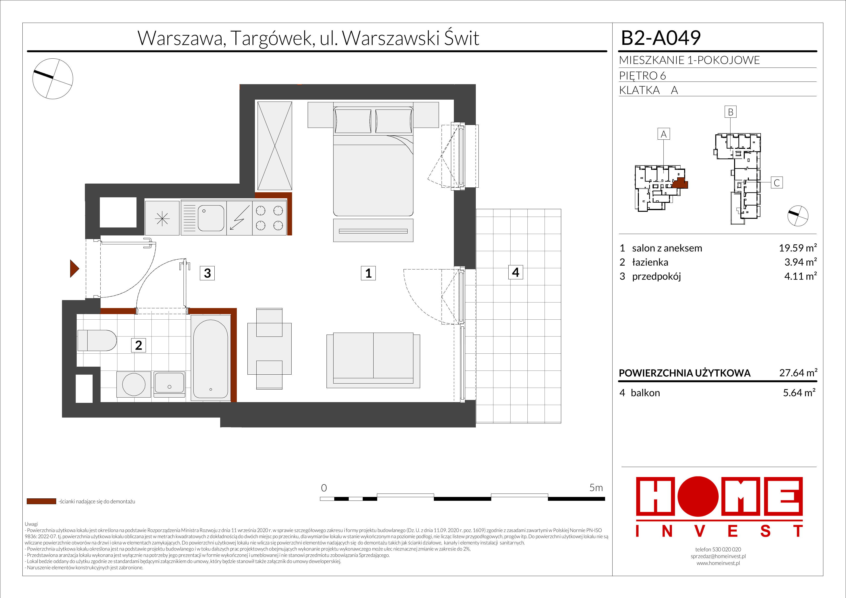 Mieszkanie 27,64 m², piętro 6, oferta nr B2-A049, Warszawski Świt Etap IX, Warszawa, Targówek, Bródno, ul. Warszawski Świt 5-idx