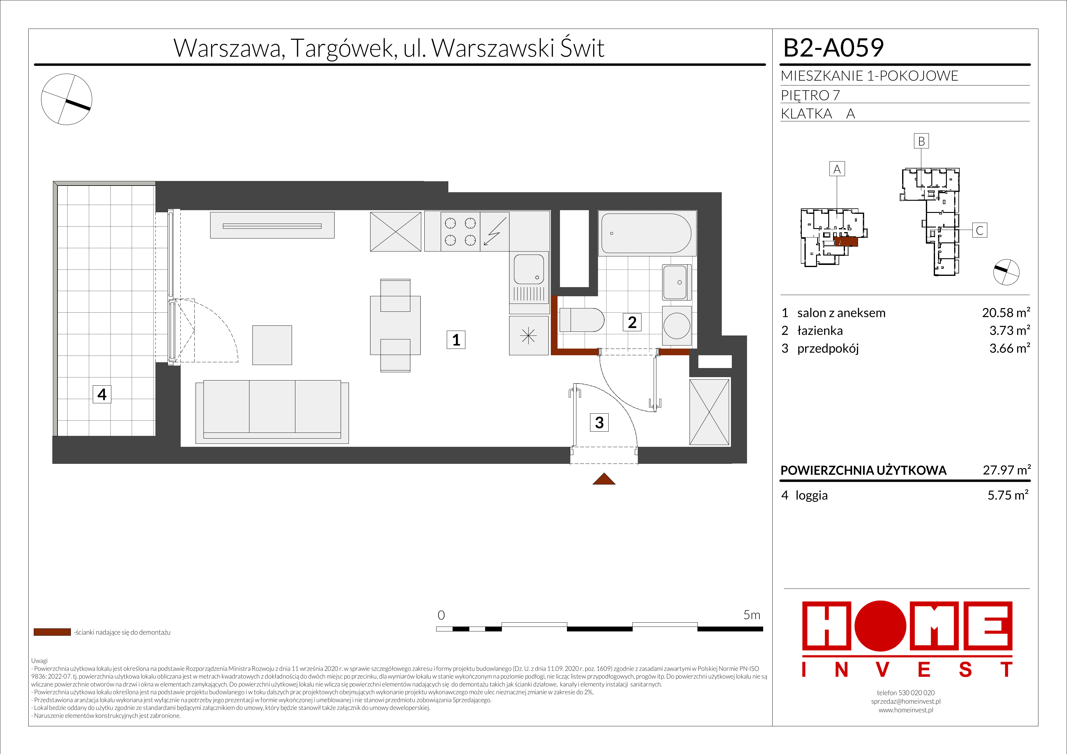 Mieszkanie 27,97 m², piętro 7, oferta nr B2-A059, Warszawski Świt Etap IX, Warszawa, Targówek, Bródno, ul. Warszawski Świt 5-idx