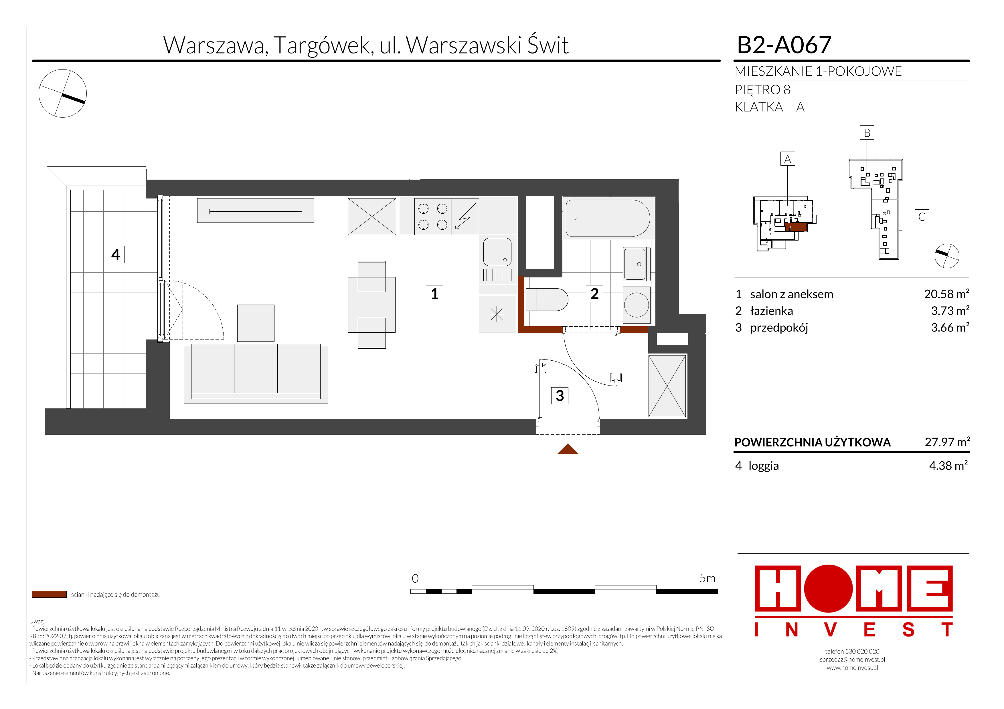 Mieszkanie 27,97 m², piętro 8, oferta nr B2-A067, Warszawski Świt Etap IX, Warszawa, Targówek, Bródno, ul. Warszawski Świt 5-idx