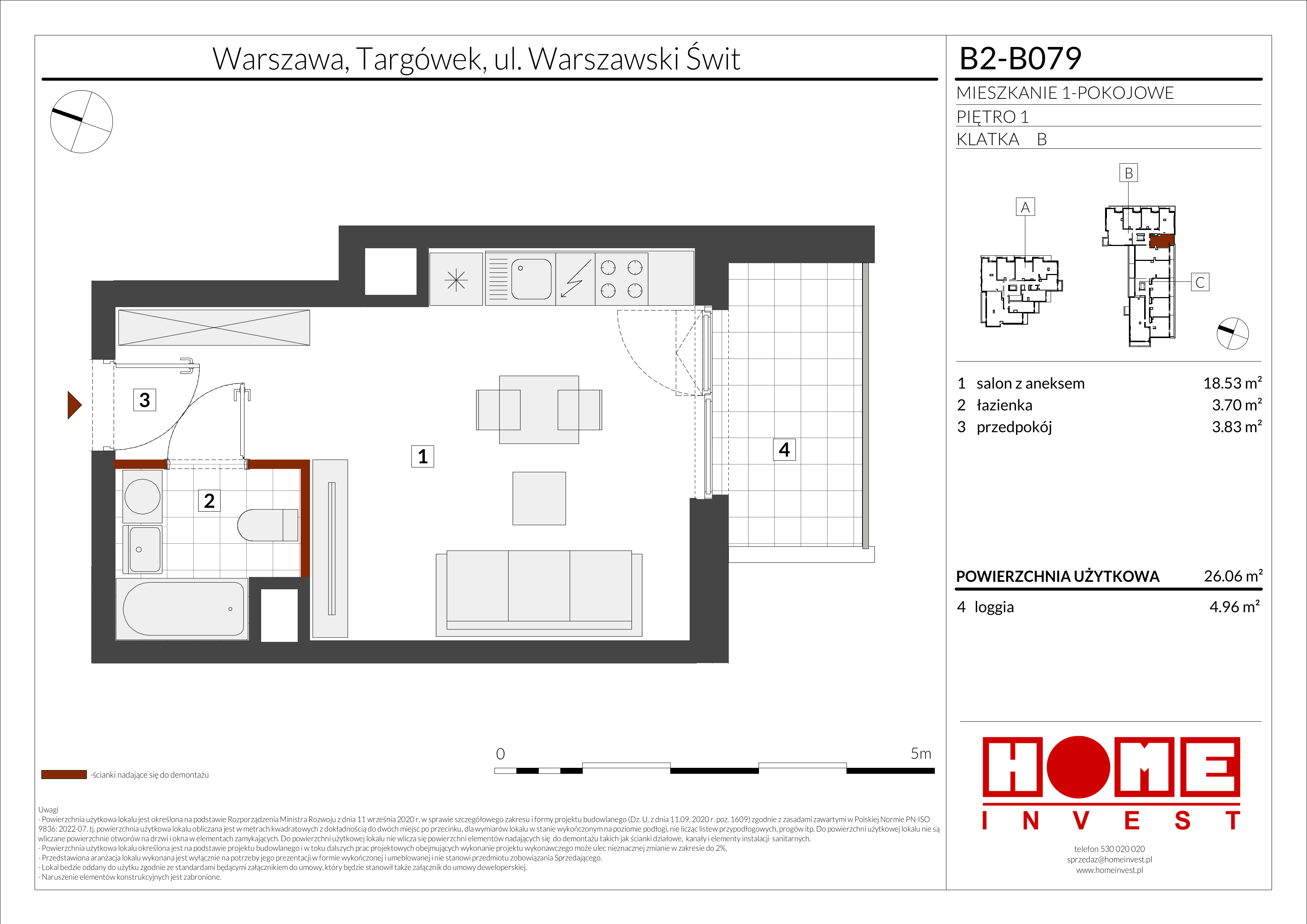 Mieszkanie 26,06 m², piętro 1, oferta nr B2-B079, Warszawski Świt Etap IX, Warszawa, Targówek, Bródno, ul. Warszawski Świt 5-idx