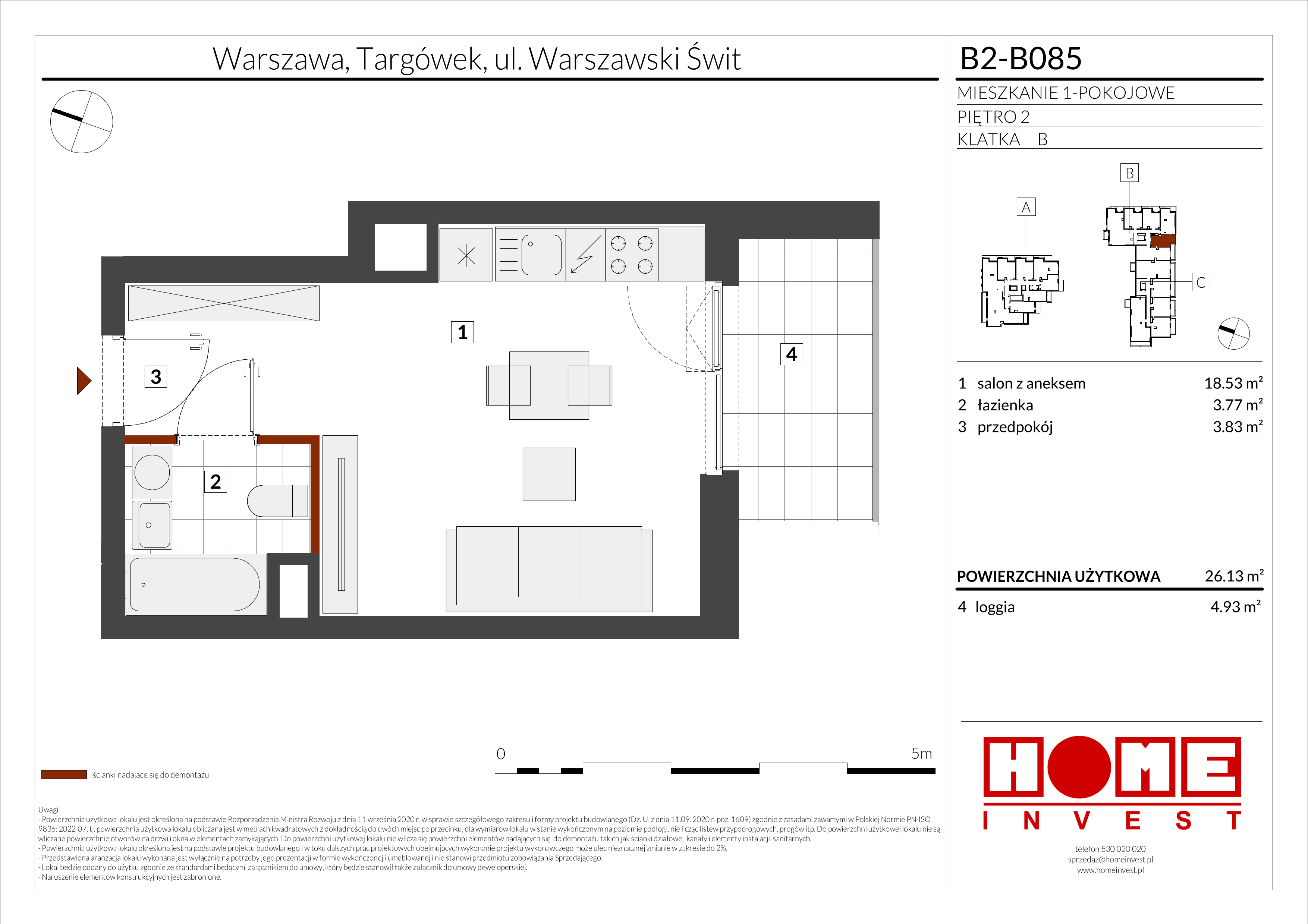 Mieszkanie 26,13 m², piętro 2, oferta nr B2-B085, Warszawski Świt Etap IX, Warszawa, Targówek, Bródno, ul. Warszawski Świt 5-idx