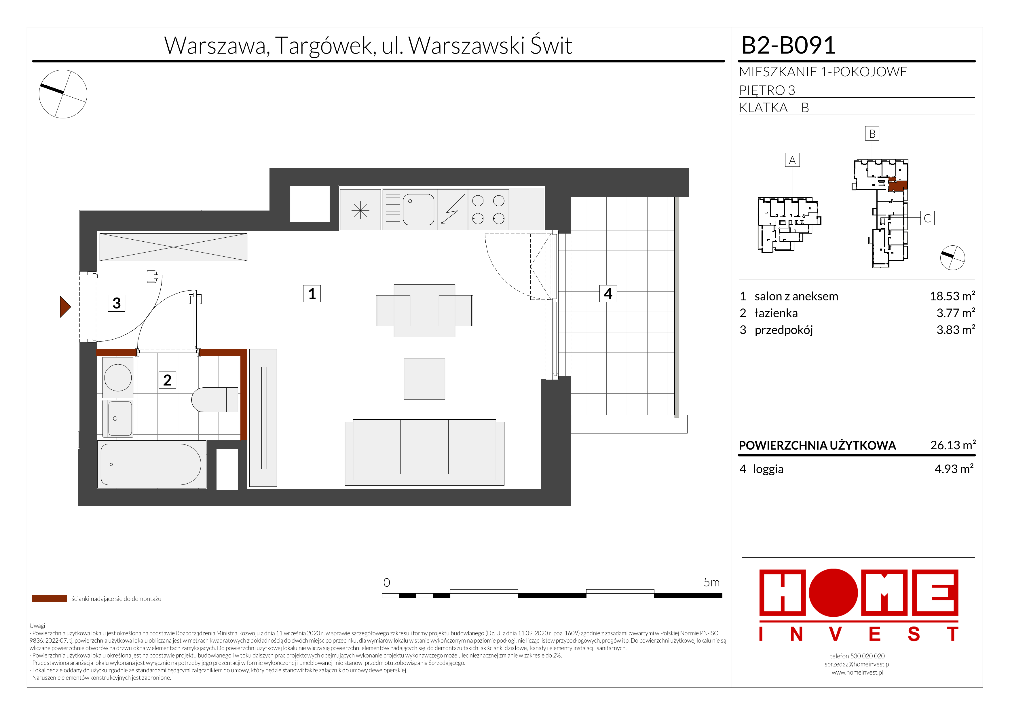 Mieszkanie 26,13 m², piętro 3, oferta nr B2-B091, Warszawski Świt Etap IX, Warszawa, Targówek, Bródno, ul. Warszawski Świt 5-idx