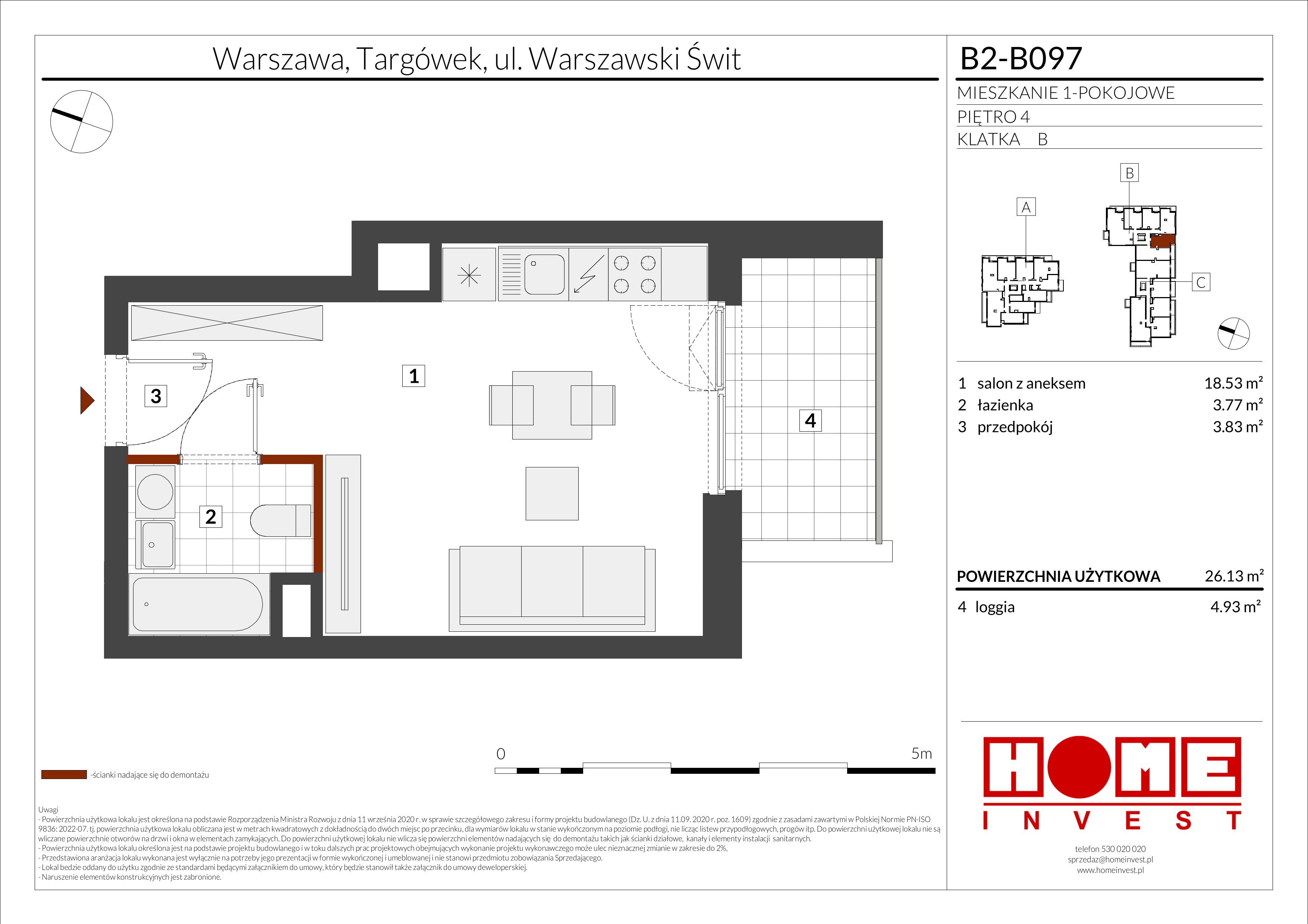 Mieszkanie 26,13 m², piętro 4, oferta nr B2-B097, Warszawski Świt Etap IX, Warszawa, Targówek, Bródno, ul. Warszawski Świt 5-idx