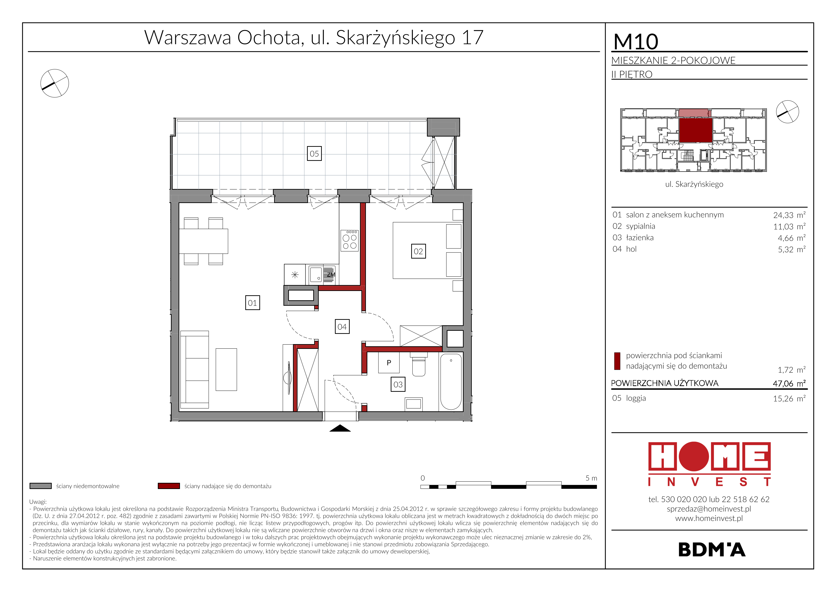 Mieszkanie 47,06 m², piętro 2, oferta nr M10, Rezydencja Ochota, Warszawa, Ochota, Szczęśliwice, ul. Skarżyńskiego 17-idx