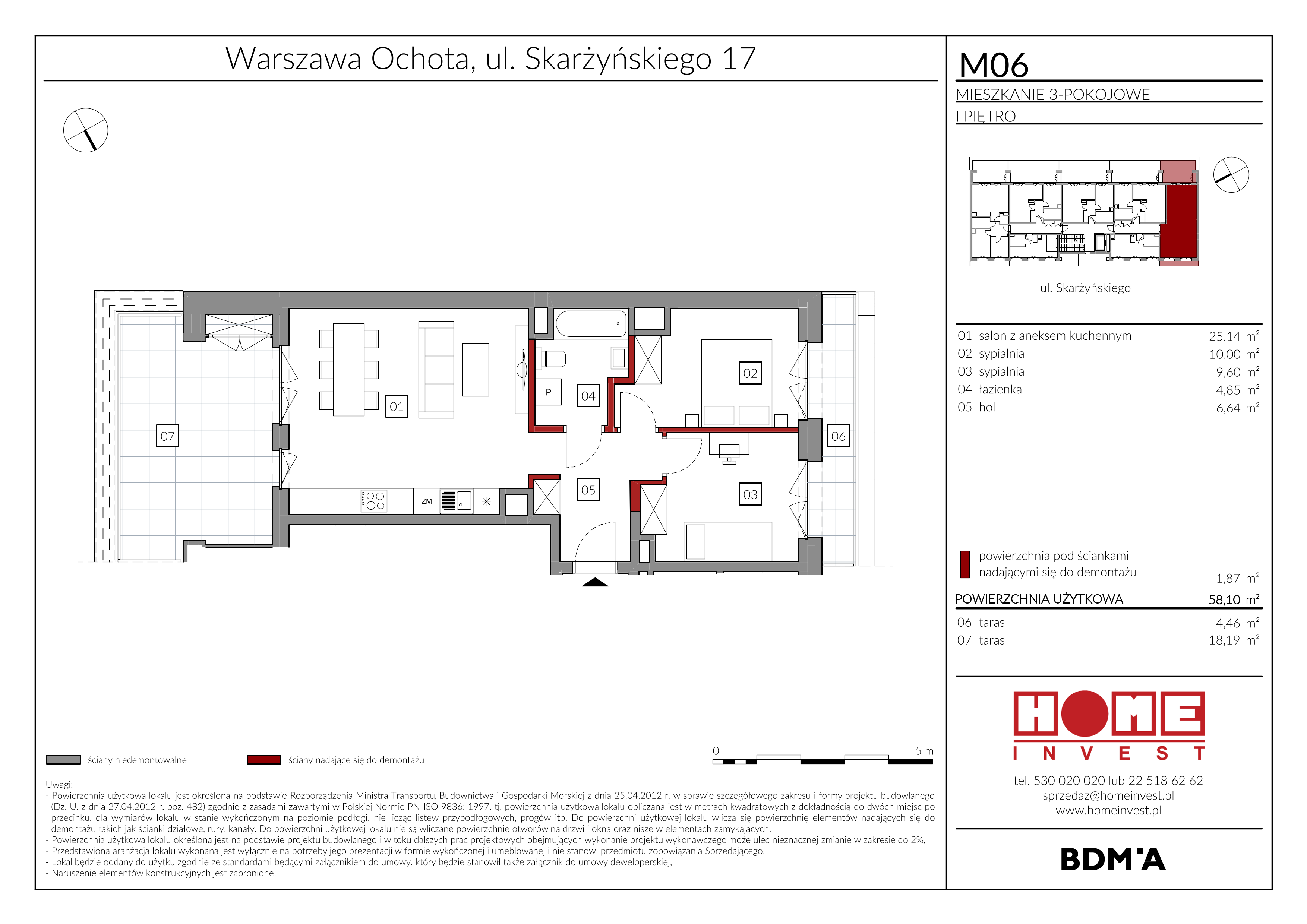 Mieszkanie 58,10 m², piętro 1, oferta nr M06, Rezydencja Ochota, Warszawa, Ochota, Szczęśliwice, ul. Skarżyńskiego 17-idx