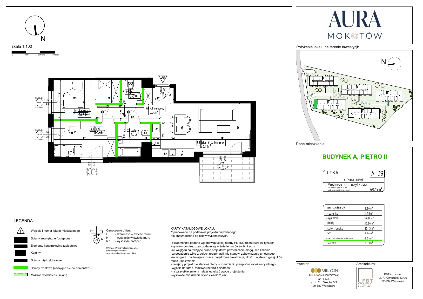 Mieszkanie 60,12 m², piętro 2, oferta nr A39, Aura Mokotów I, Warszawa, Mokotów, Siekierki, ul. Bluszczańska-idx