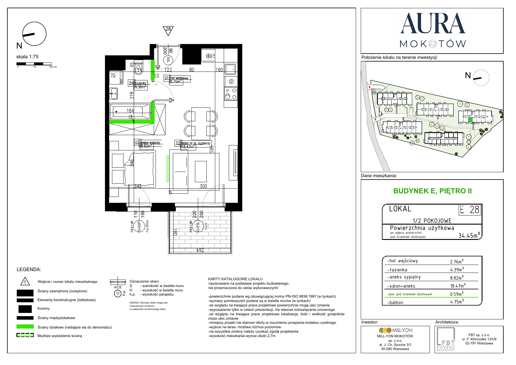 Mieszkanie 34,45 m², piętro 2, oferta nr E28, Aura Mokotów I, Warszawa, Mokotów, Siekierki, ul. Bluszczańska-idx