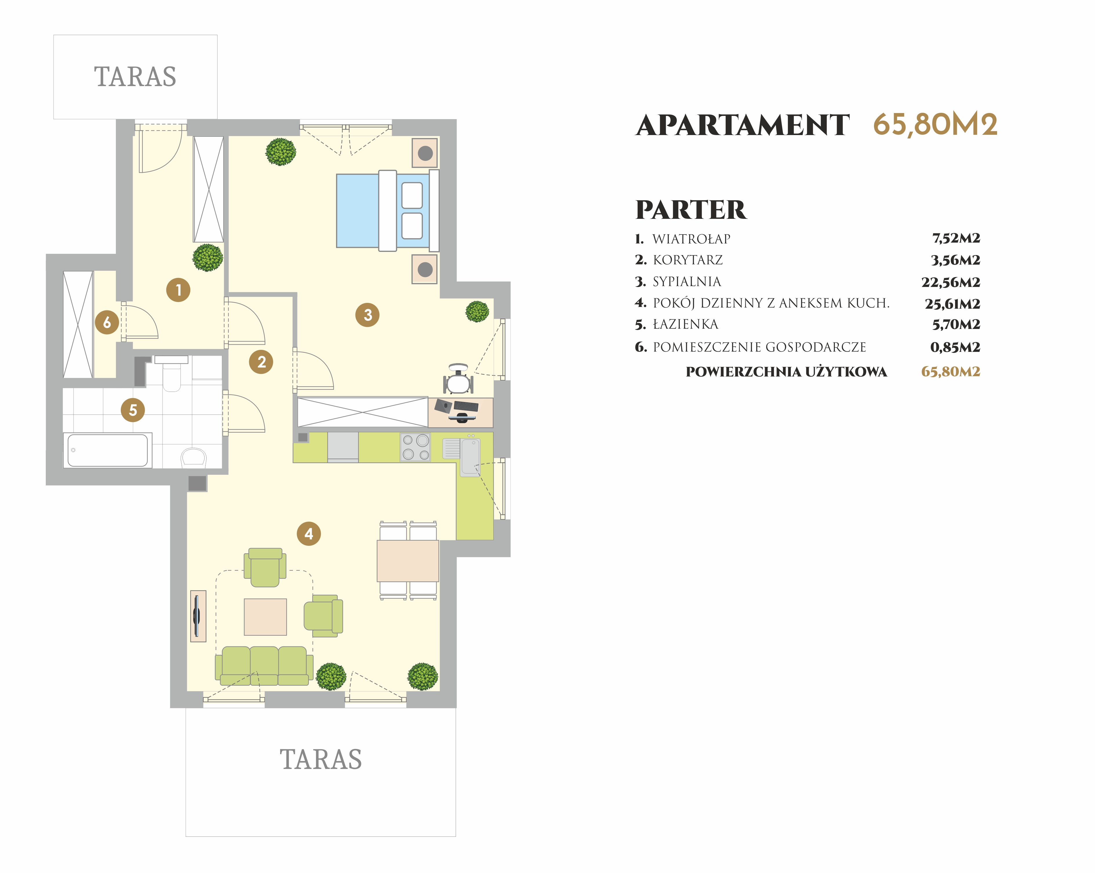 Apartament 66,00 m², parter, oferta nr VI.26.1, Ogrody Tesoro VI, Gdynia, Pogórze, ul. Aleja Iberyjska-idx