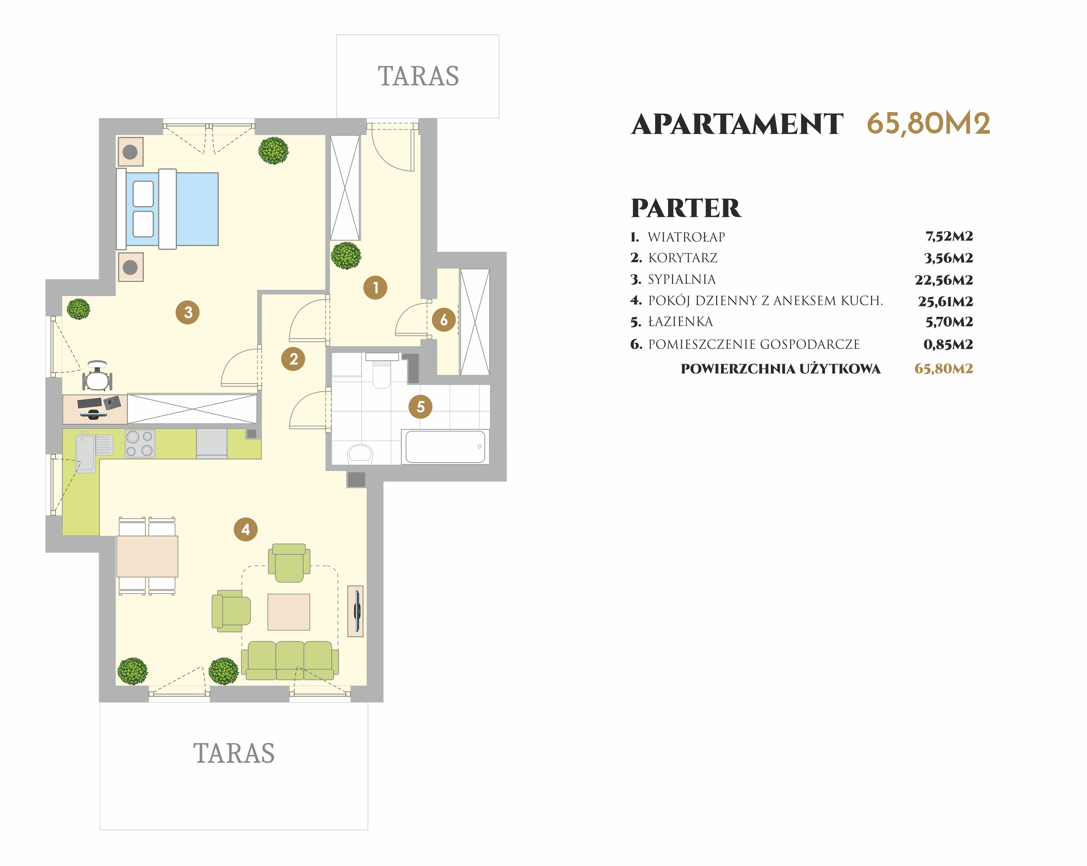 Apartament 66,00 m², parter, oferta nr VI.11.1, Ogrody Tesoro VI, Gdynia, Pogórze, ul. Aleja Iberyjska-idx