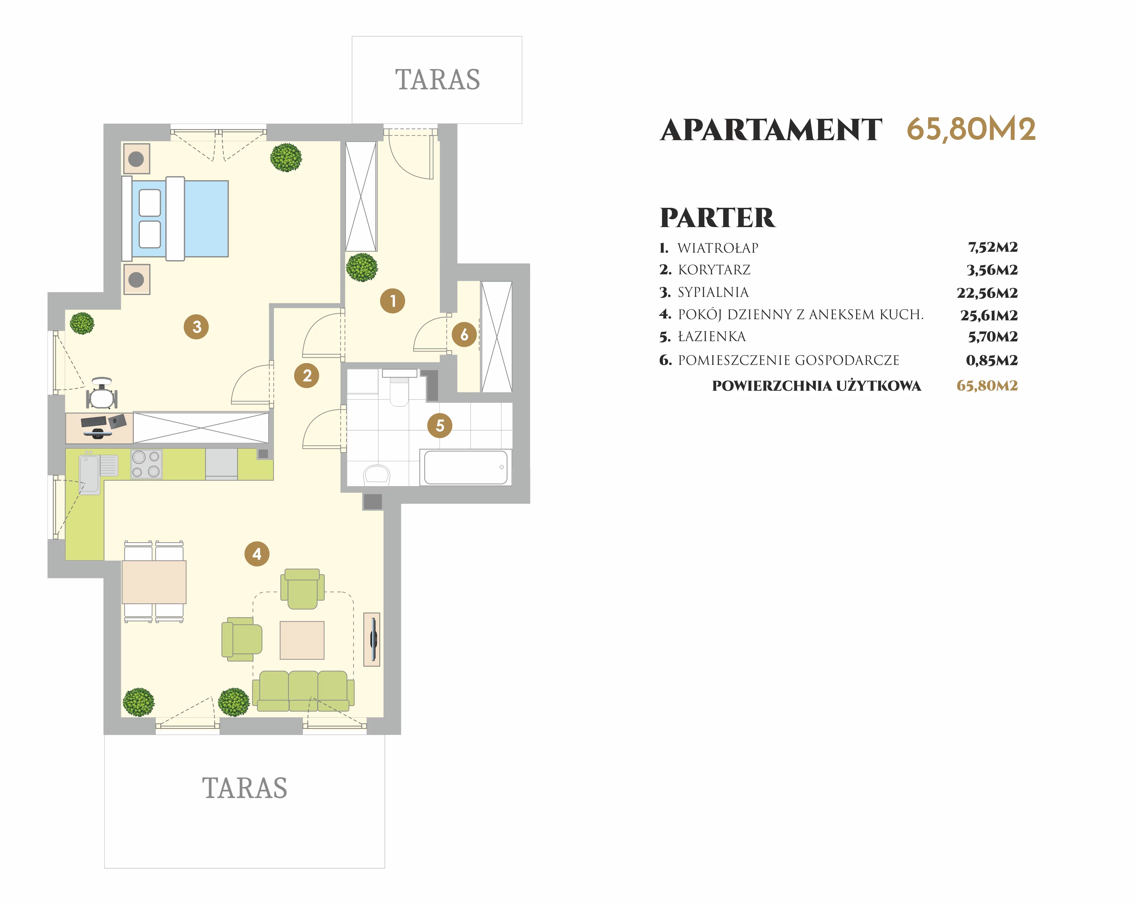 Apartament 66,00 m², parter, oferta nr VI.35.1, Ogrody Tesoro VI, Gdynia, Pogórze, ul. Aleja Iberyjska-idx