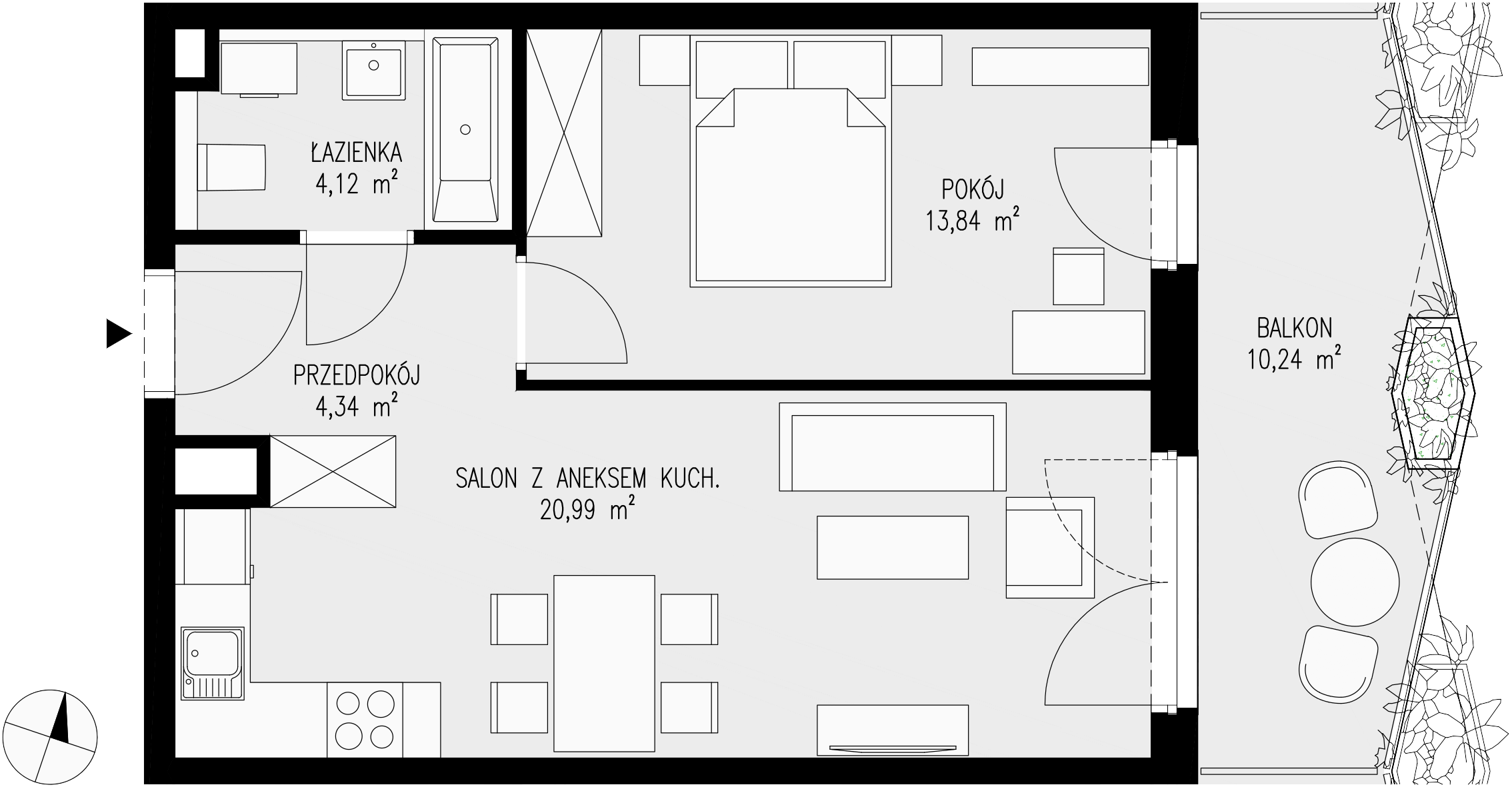 Mieszkanie 43,29 m², piętro 6, oferta nr 103, Semiramis, Katowice, Dąbrówka Mała, ul. Wiertnicza-idx