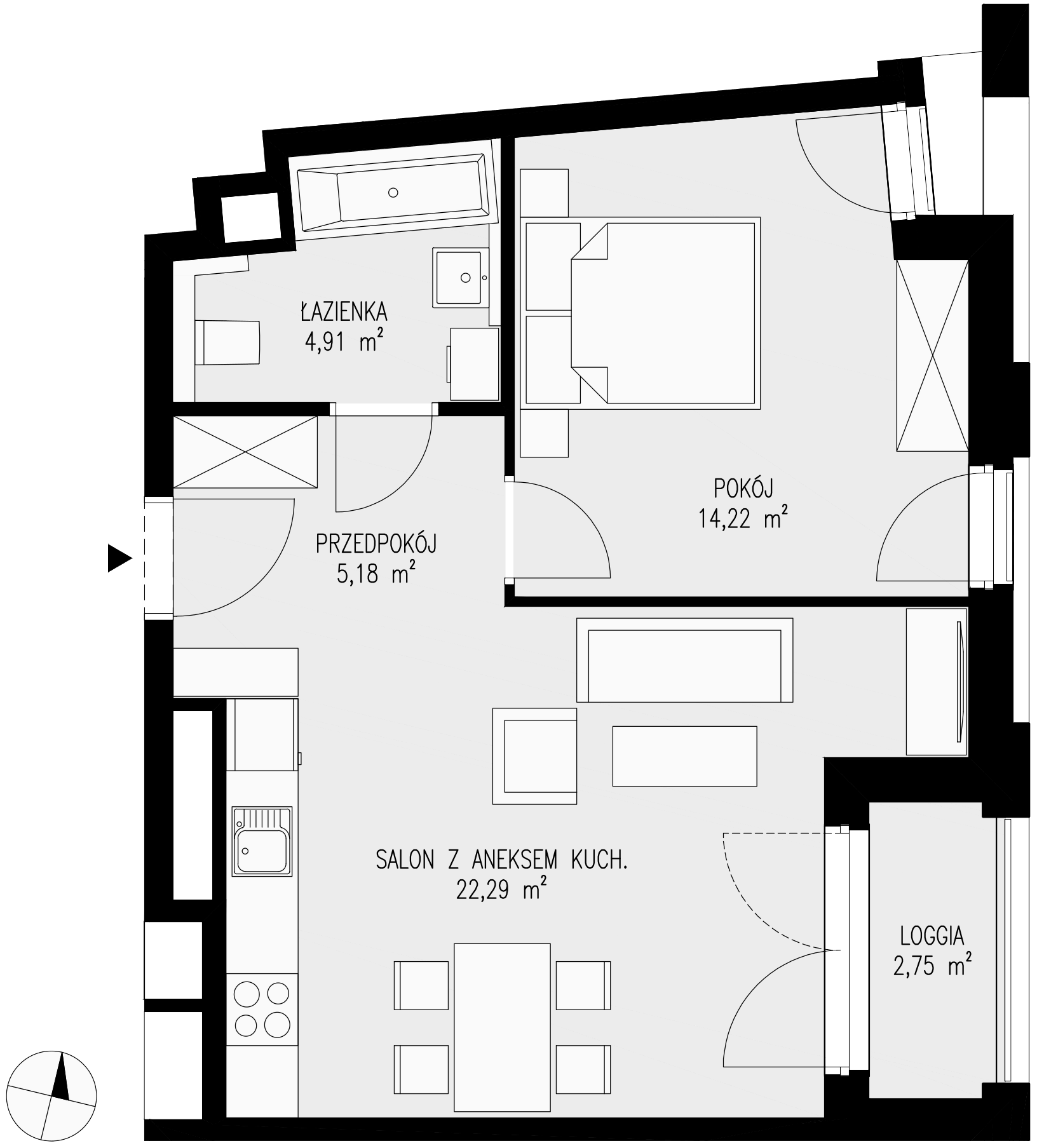 Mieszkanie 46,60 m², piętro 6, oferta nr 112, Semiramis, Katowice, Dąbrówka Mała, ul. Wiertnicza-idx