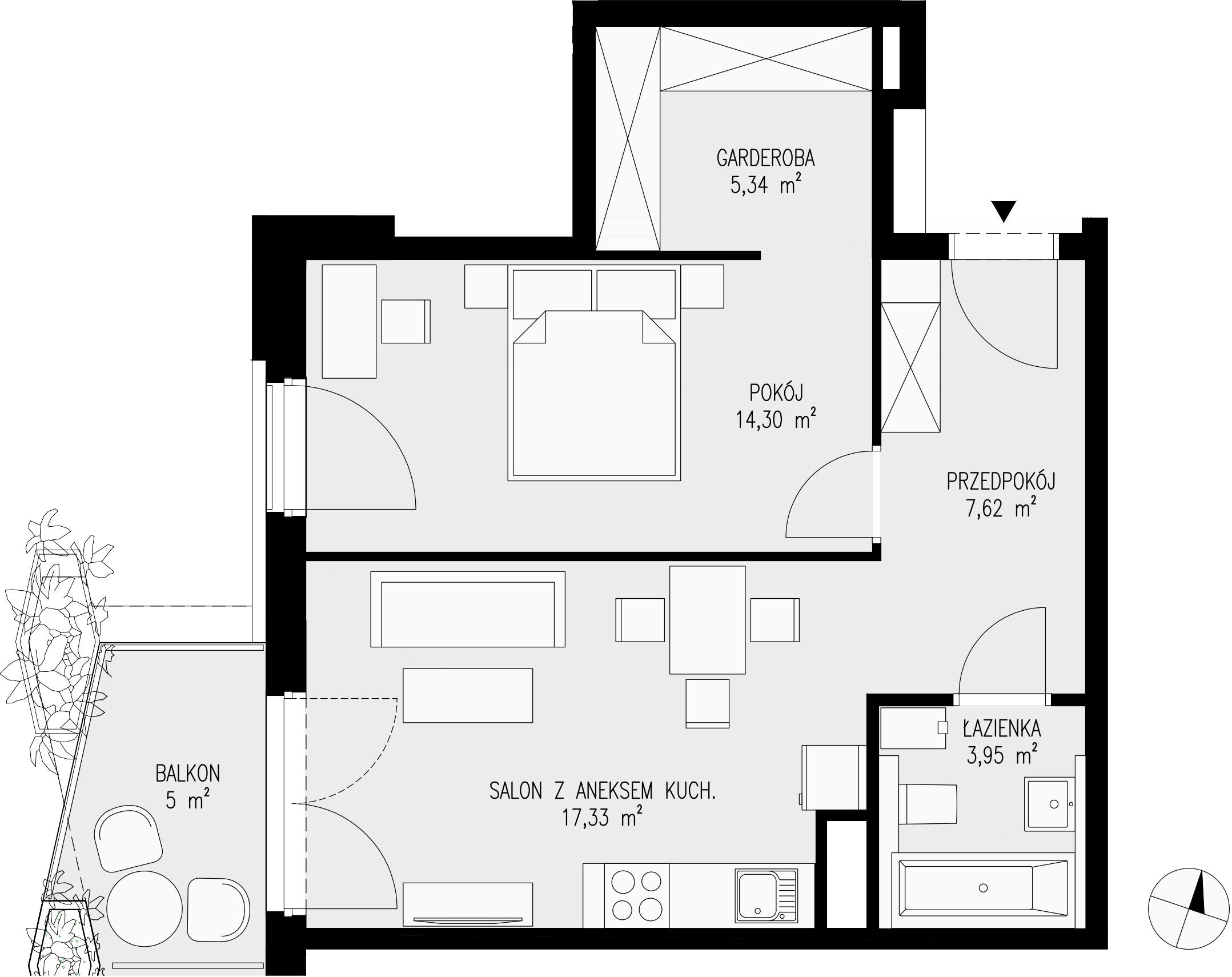 Mieszkanie 48,54 m², piętro 7, oferta nr 119, Semiramis, Katowice, Dąbrówka Mała, ul. Wiertnicza-idx