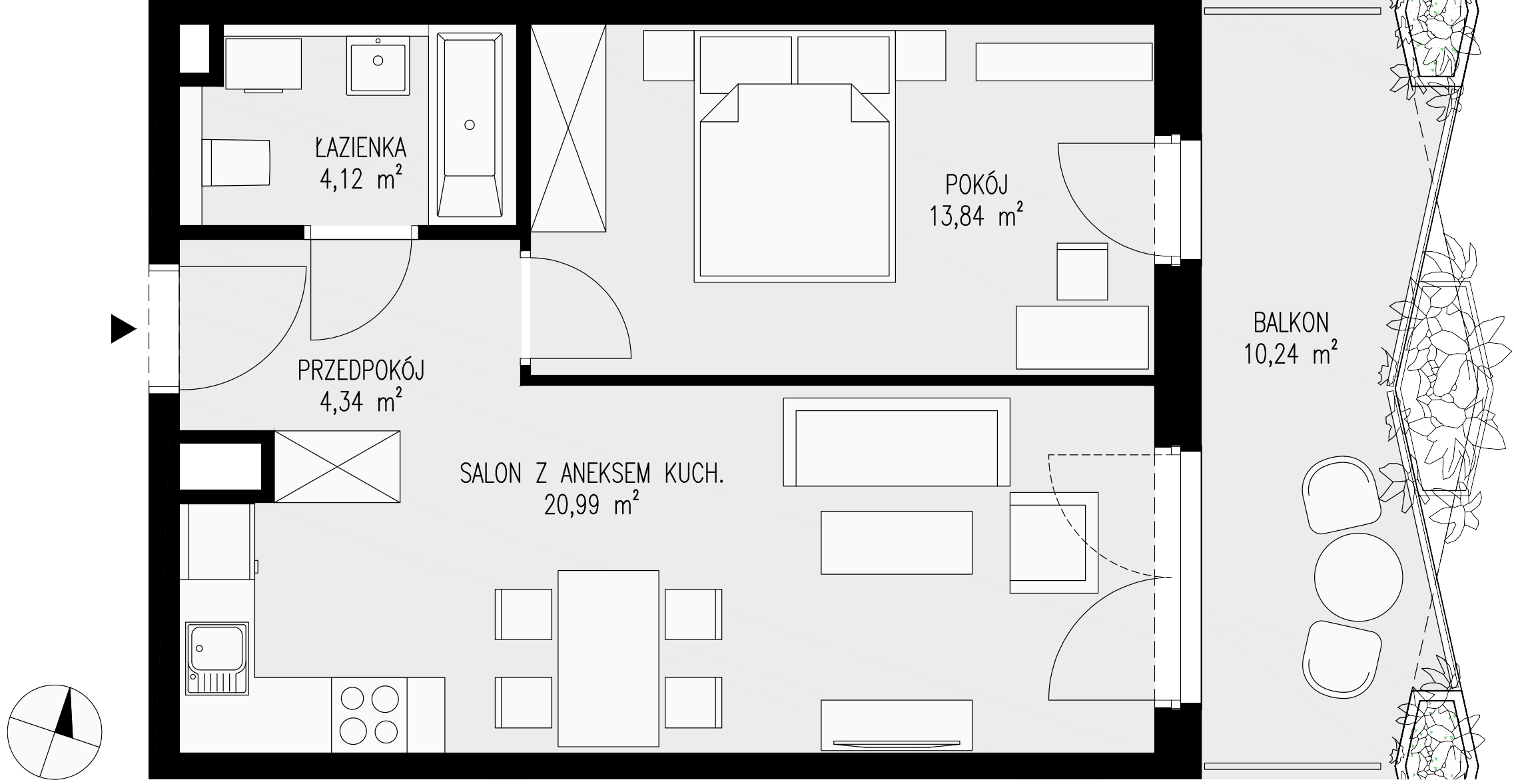 Mieszkanie 43,29 m², piętro 7, oferta nr 121, Semiramis, Katowice, Dąbrówka Mała, ul. Wiertnicza-idx