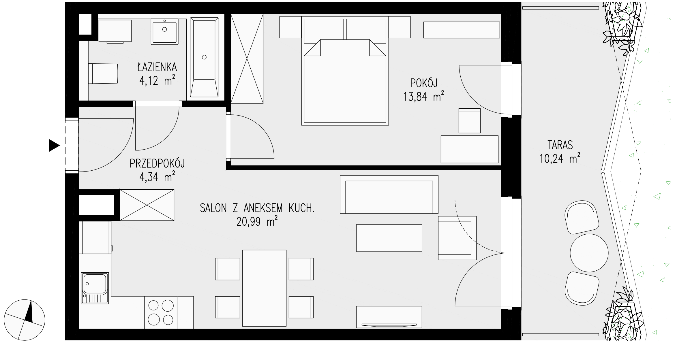 Mieszkanie 43,29 m², piętro 1, oferta nr 13, Semiramis, Katowice, Dąbrówka Mała, ul. Wiertnicza-idx