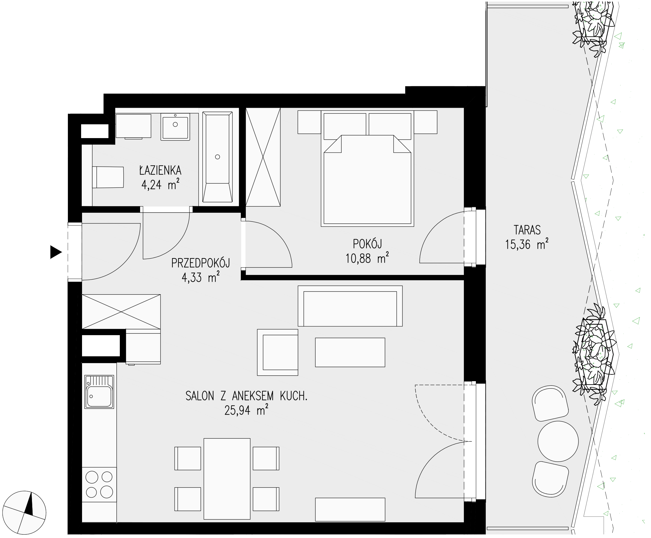 Mieszkanie 45,39 m², piętro 1, oferta nr 22, Semiramis, Katowice, Dąbrówka Mała, ul. Wiertnicza-idx