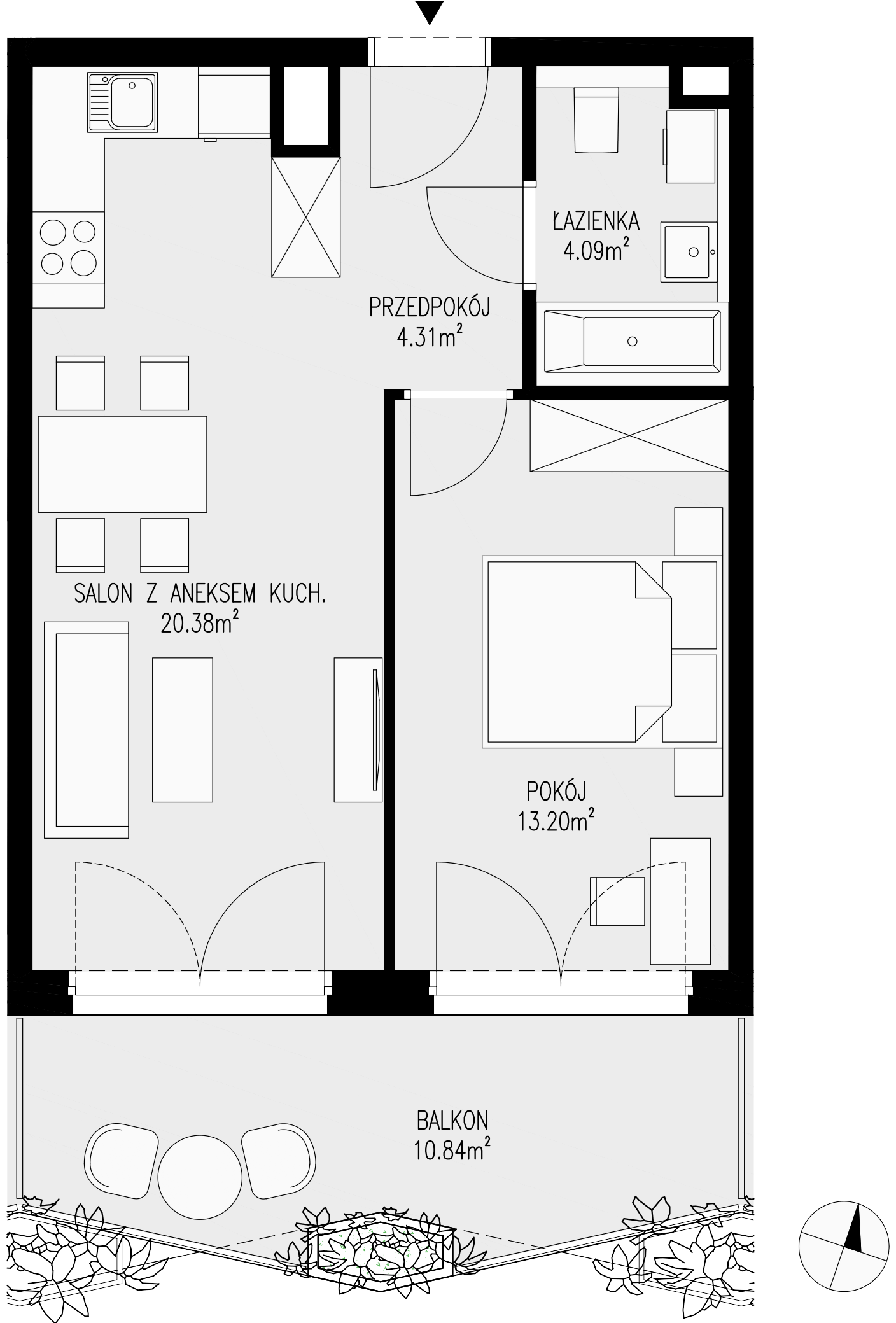 Mieszkanie 41,97 m², piętro 3, oferta nr 42, Semiramis, Katowice, Dąbrówka Mała, ul. Wiertnicza-idx