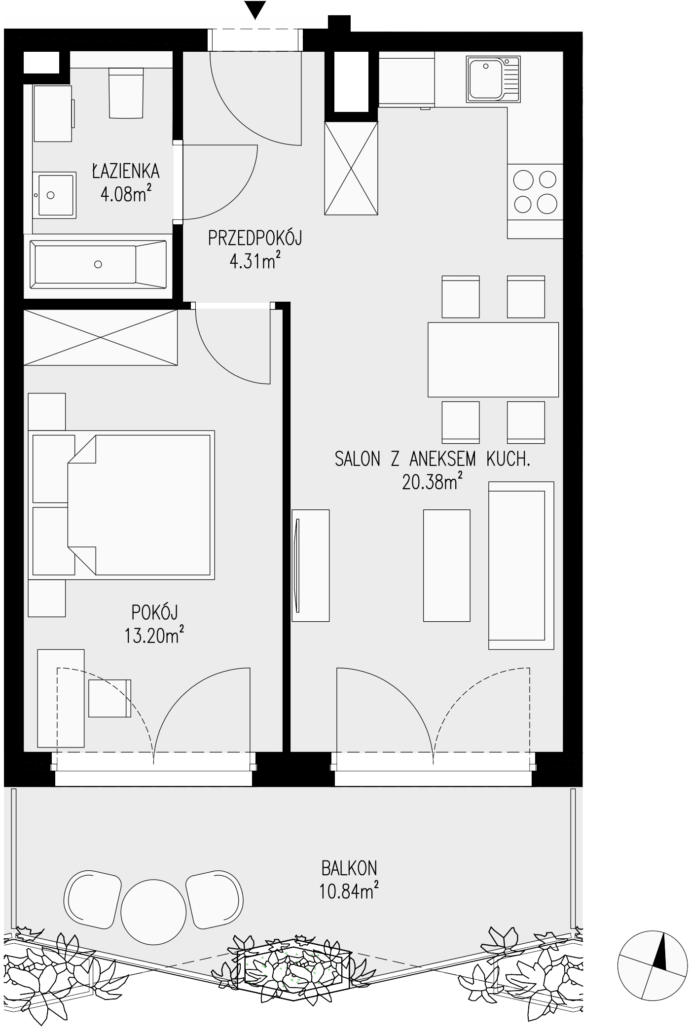 Mieszkanie 41,97 m², piętro 3, oferta nr 43, Semiramis, Katowice, Dąbrówka Mała, ul. Wiertnicza-idx