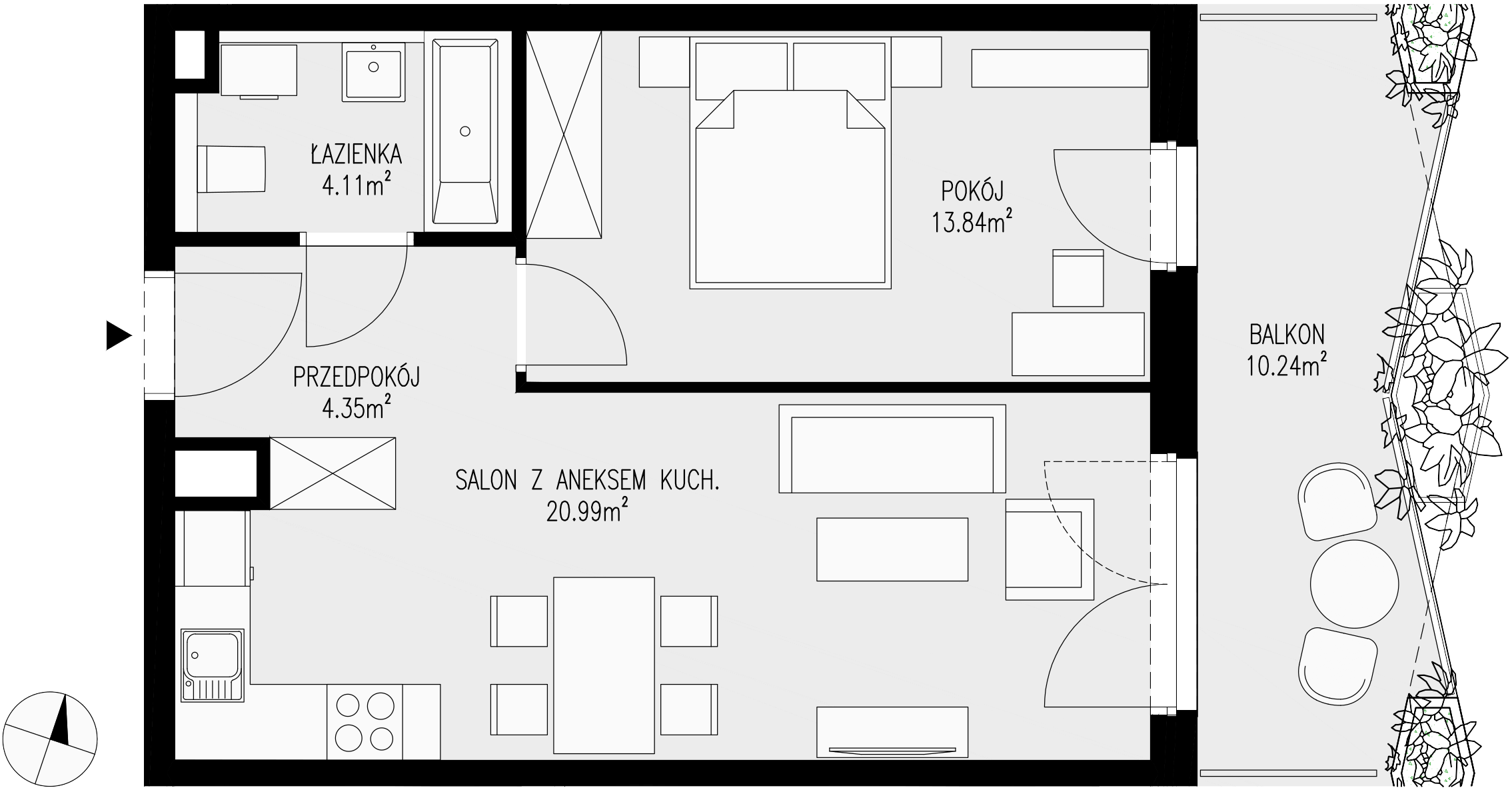 Mieszkanie 43,29 m², piętro 3, oferta nr 49, Semiramis, Katowice, Dąbrówka Mała, ul. Wiertnicza-idx