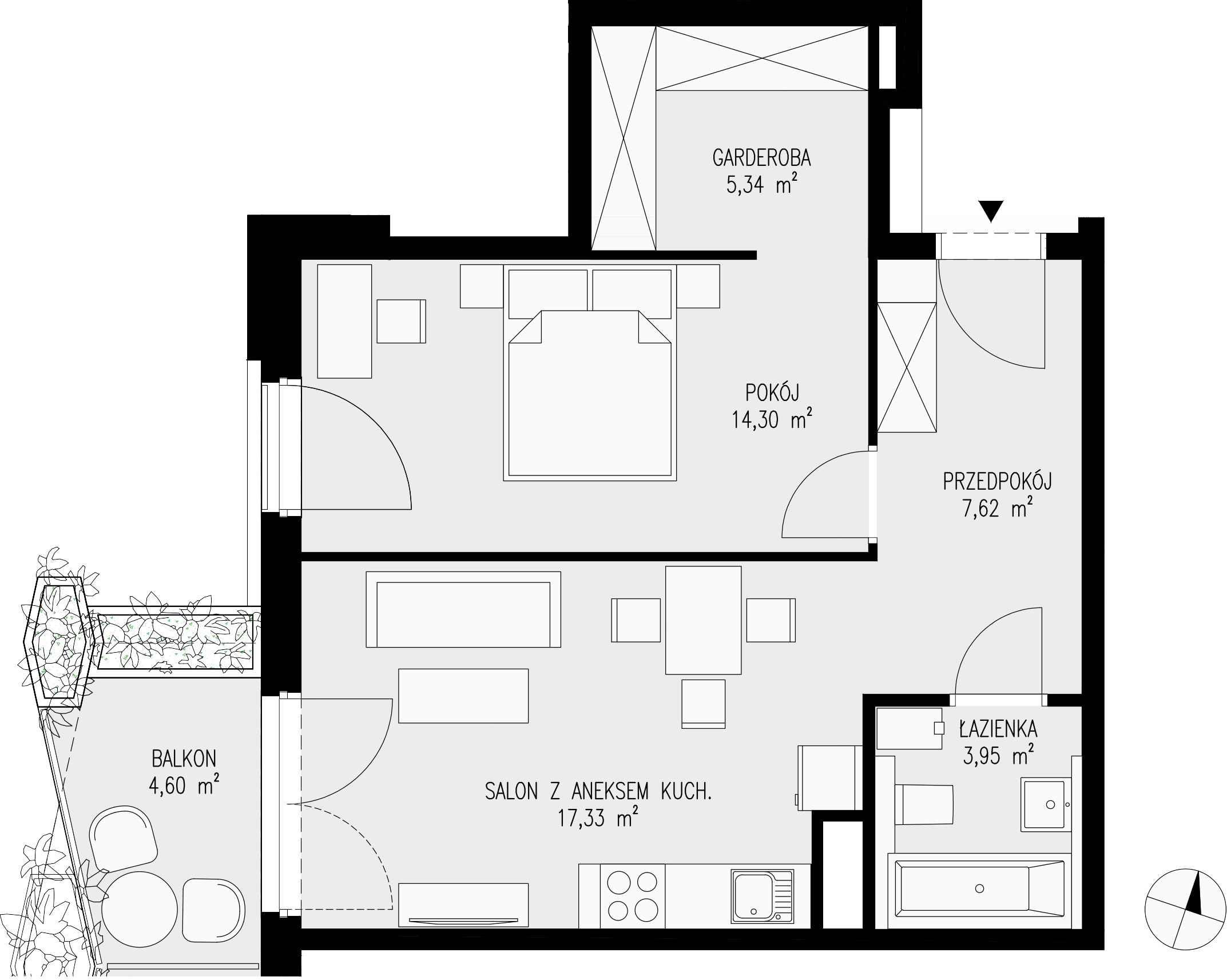 Mieszkanie 48,54 m², piętro 4, oferta nr 65, Semiramis, Katowice, Dąbrówka Mała, ul. Wiertnicza-idx