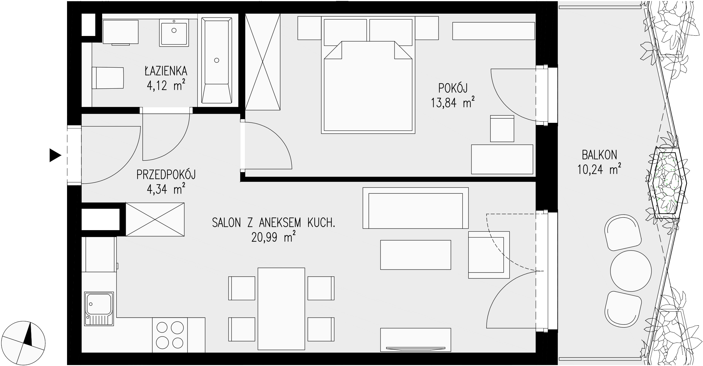 Mieszkanie 43,29 m², piętro 4, oferta nr 67, Semiramis, Katowice, Dąbrówka Mała, ul. Wiertnicza-idx