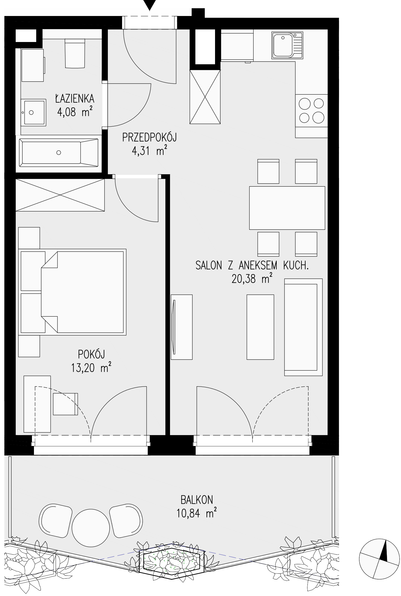 Mieszkanie 41,97 m², piętro 5, oferta nr 79, Semiramis, Katowice, Dąbrówka Mała, ul. Wiertnicza-idx