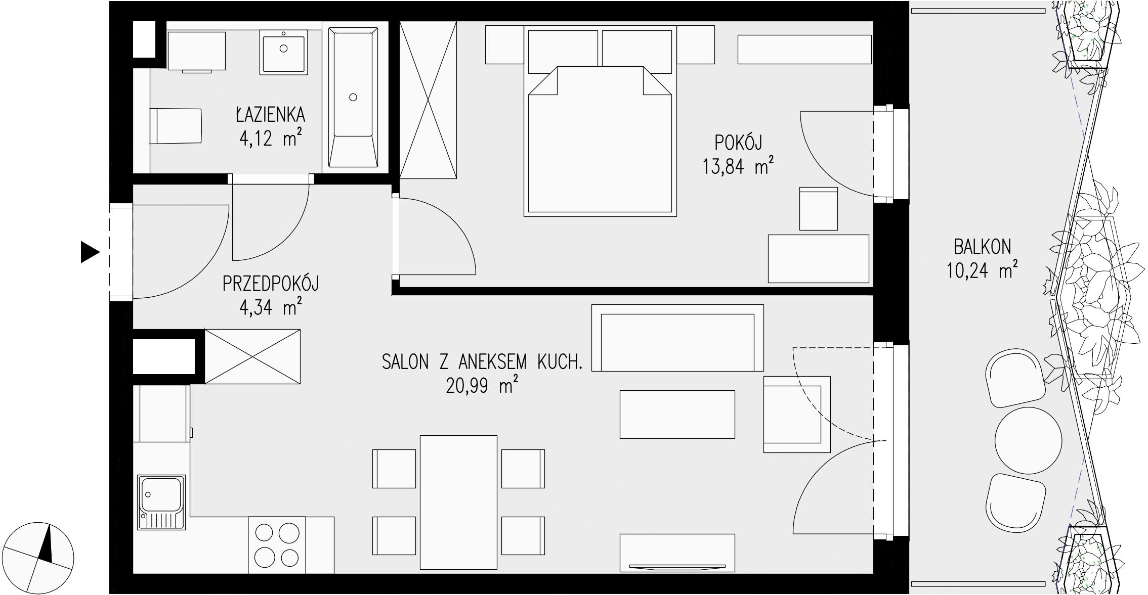 Mieszkanie 43,29 m², piętro 5, oferta nr 85, Semiramis, Katowice, Dąbrówka Mała, ul. Wiertnicza-idx