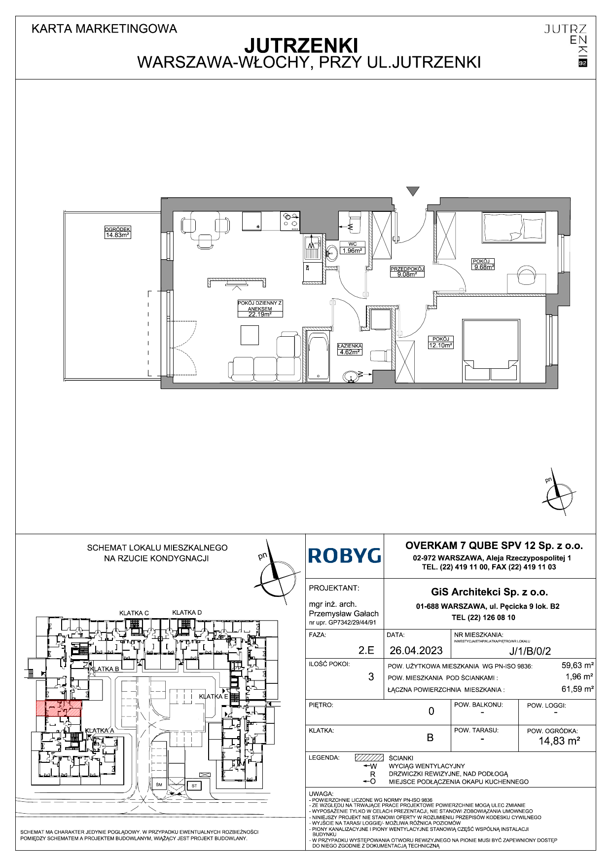 Mieszkanie 59,63 m², parter, oferta nr J/1/B/0/2, Jutrzenki 92, Warszawa, Włochy, Salomea, ul. Jutrzenki 92-idx