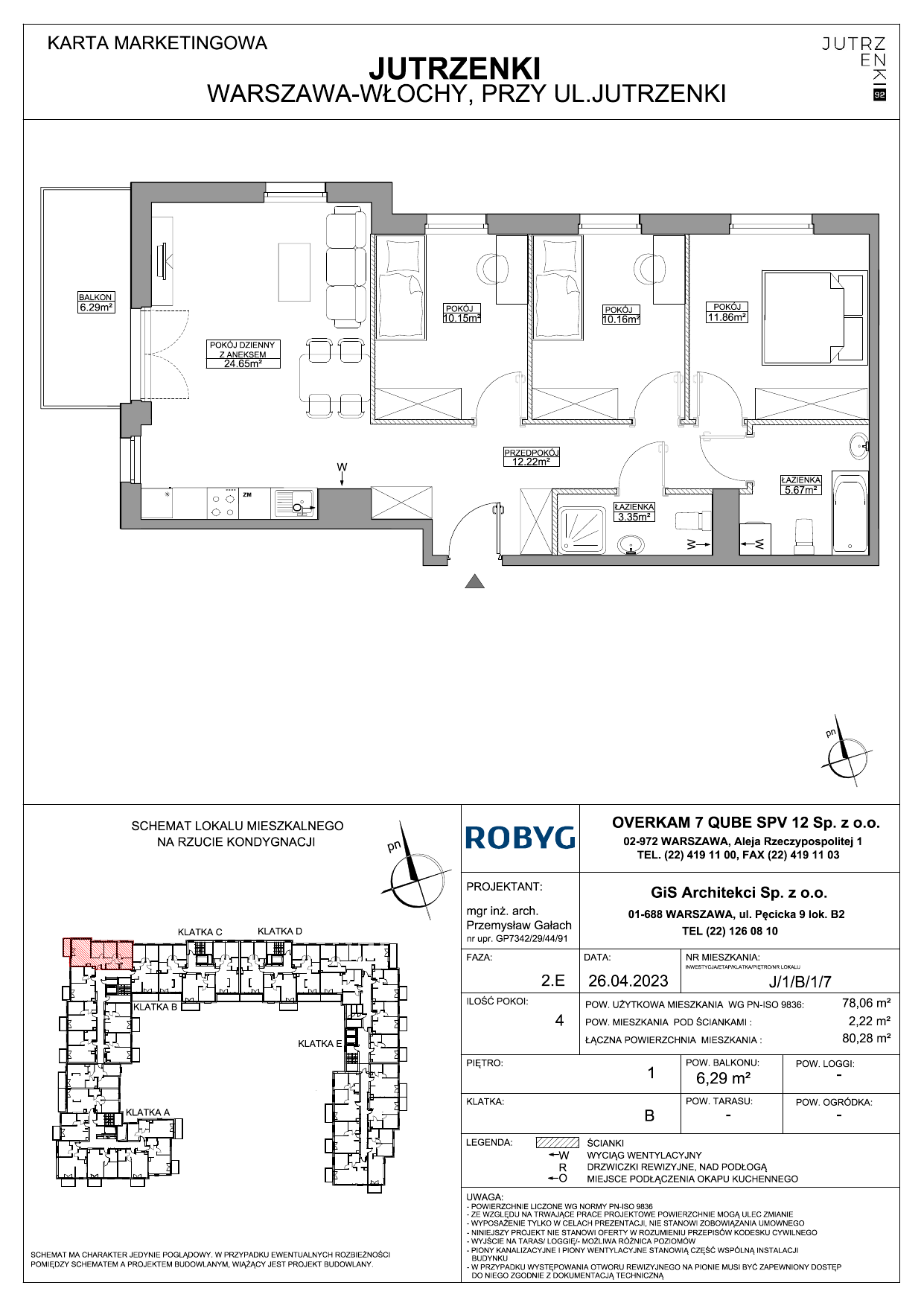 Mieszkanie 78,06 m², piętro 1, oferta nr J/1/B/1/7, Jutrzenki 92, Warszawa, Włochy, Salomea, ul. Jutrzenki 92-idx