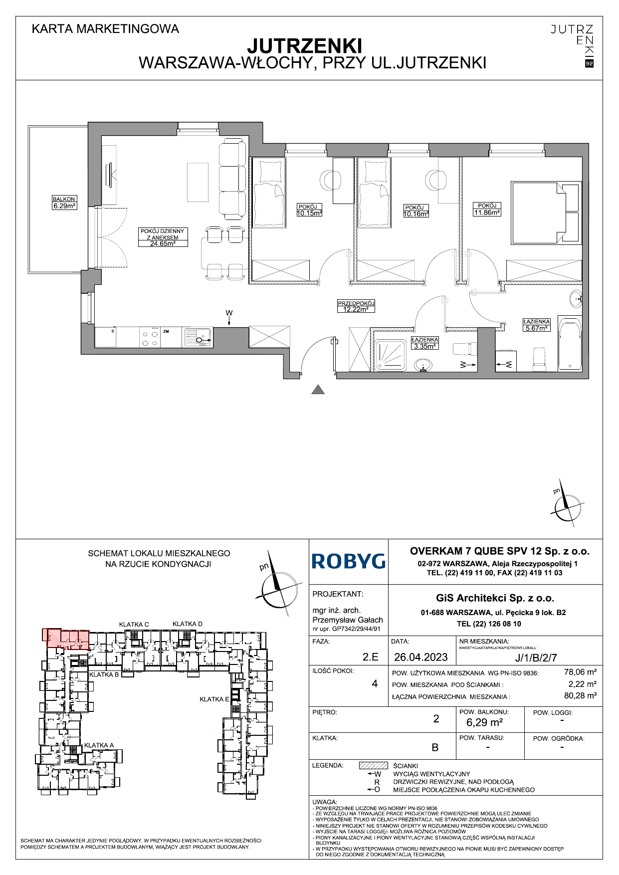 Mieszkanie 78,06 m², piętro 2, oferta nr J/1/B/2/7, Jutrzenki 92, Warszawa, Włochy, Salomea, ul. Jutrzenki 92-idx