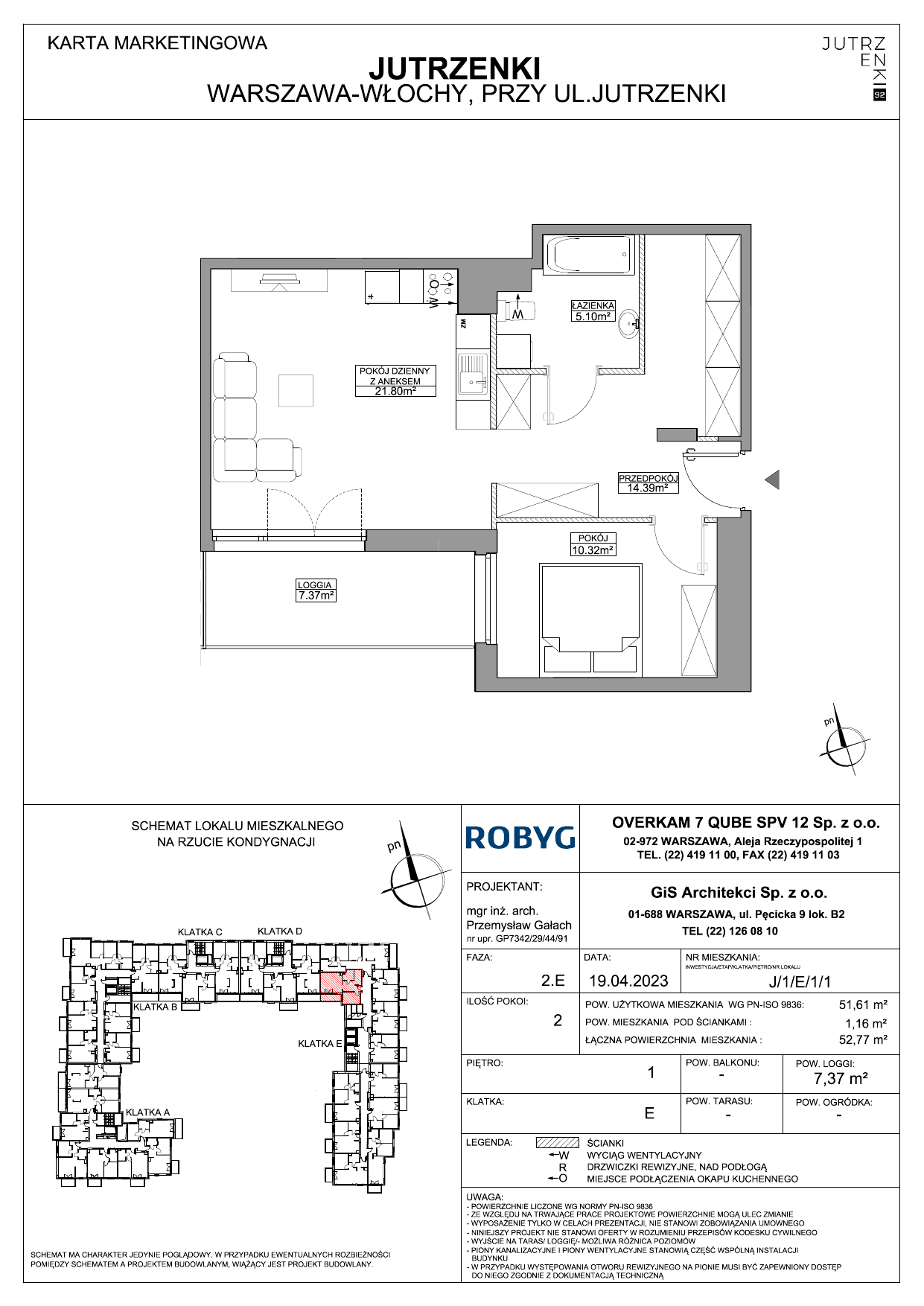 Mieszkanie 51,70 m², piętro 1, oferta nr J/1/E/1/1, Jutrzenki 92, Warszawa, Włochy, Salomea, ul. Jutrzenki 92-idx