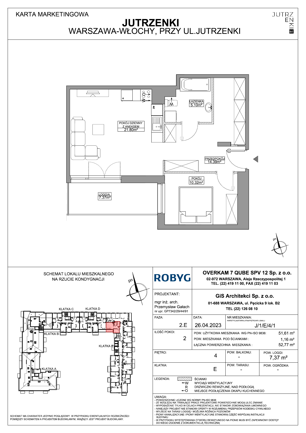 Mieszkanie 51,70 m², piętro 4, oferta nr J/1/E/4/1, Jutrzenki 92, Warszawa, Włochy, Salomea, ul. Jutrzenki 92-idx