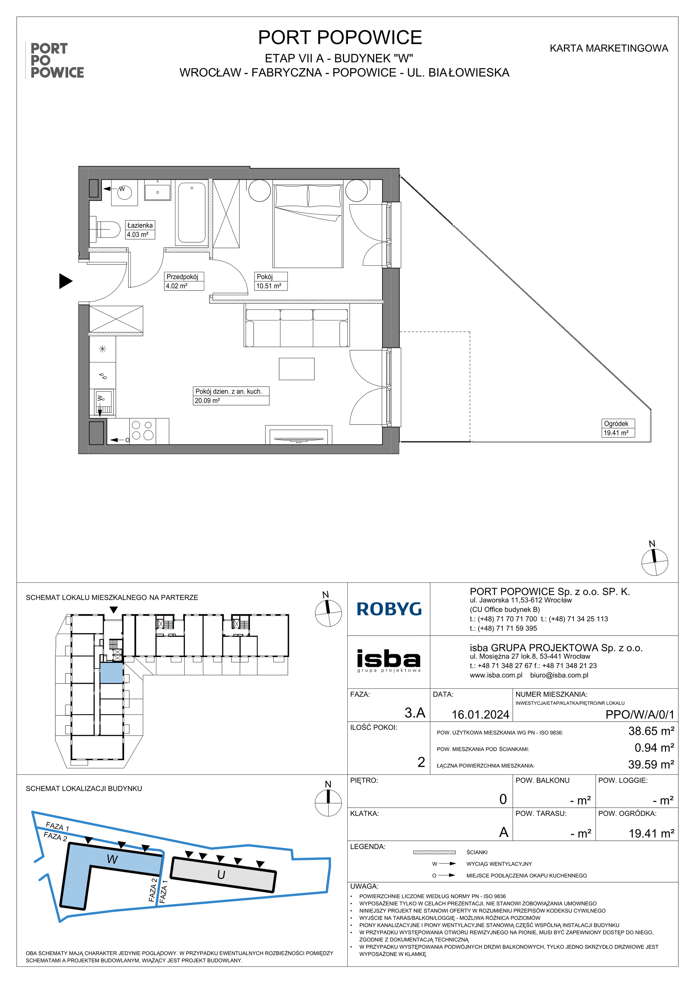 Mieszkanie 38,65 m², parter, oferta nr PPO/W/A/0/1, Port Popowice, Wrocław, Pilczyce-Kozanów-Popowice Północne, Popowice, ul. Białowieska-idx