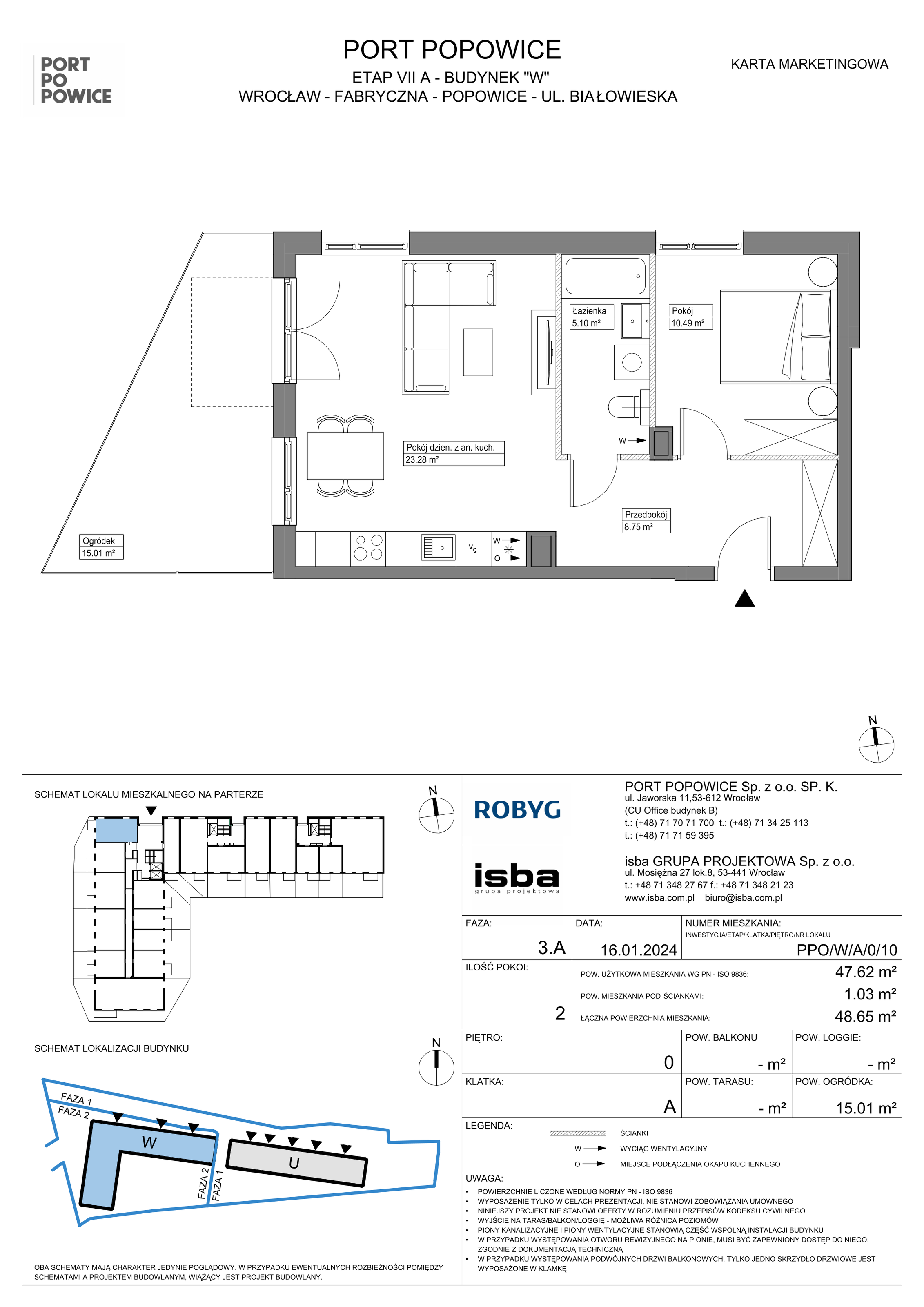 Mieszkanie 47,62 m², parter, oferta nr PPO/W/A/0/10, Port Popowice, Wrocław, Pilczyce-Kozanów-Popowice Północne, Popowice, ul. Białowieska-idx