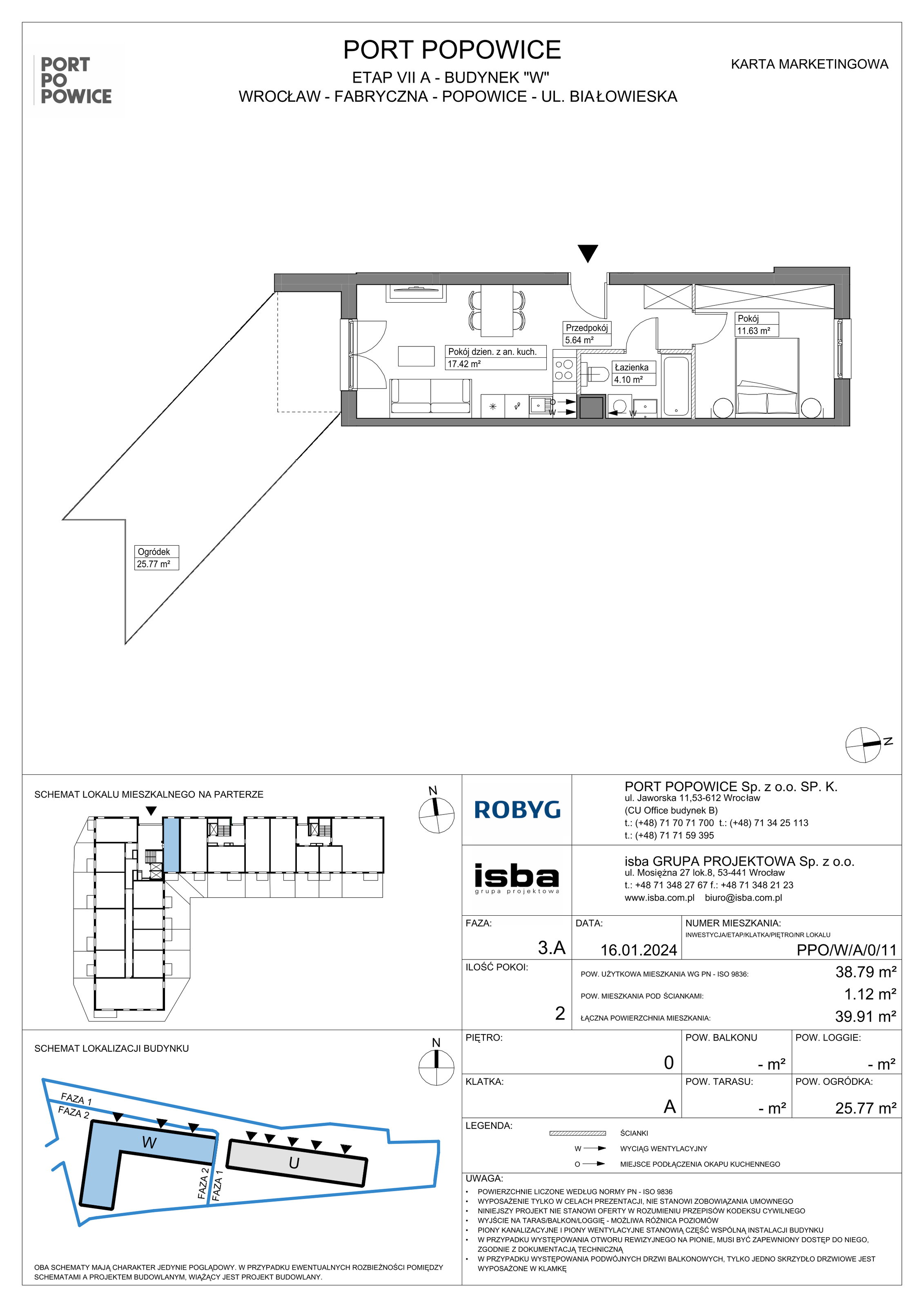 Mieszkanie 38,79 m², parter, oferta nr PPO/W/A/0/11, Port Popowice, Wrocław, Pilczyce-Kozanów-Popowice Północne, Popowice, ul. Białowieska-idx