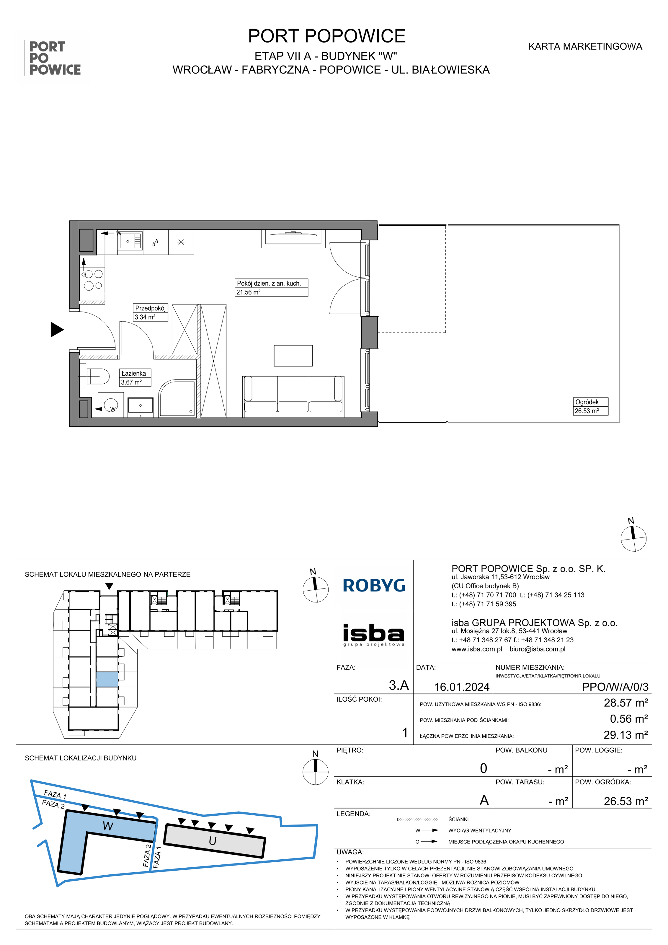 Mieszkanie 28,57 m², parter, oferta nr PPO/W/A/0/3, Port Popowice, Wrocław, Pilczyce-Kozanów-Popowice Północne, Popowice, ul. Białowieska-idx