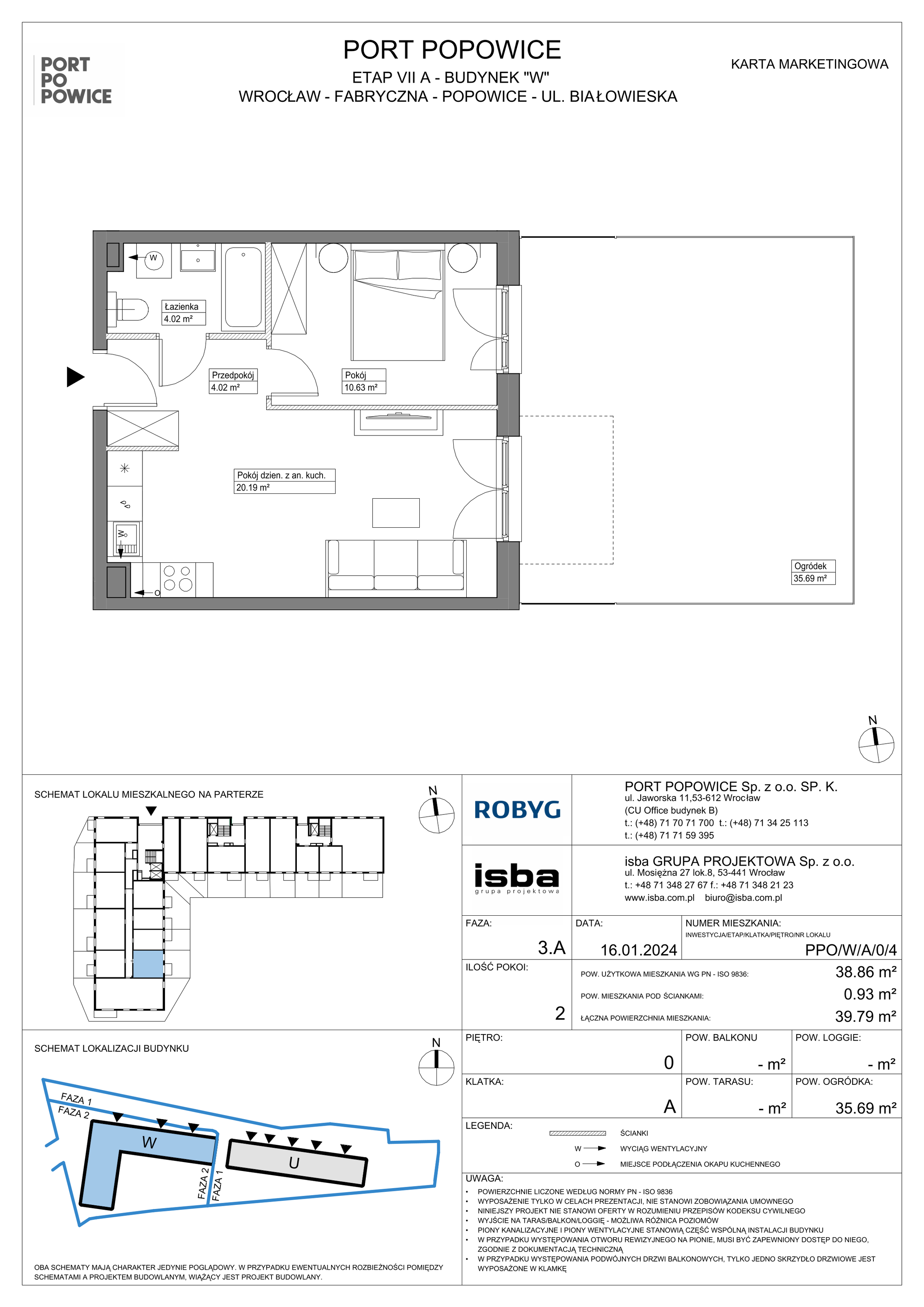 Mieszkanie 38,86 m², parter, oferta nr PPO/W/A/0/4, Port Popowice, Wrocław, Pilczyce-Kozanów-Popowice Północne, Popowice, ul. Białowieska-idx