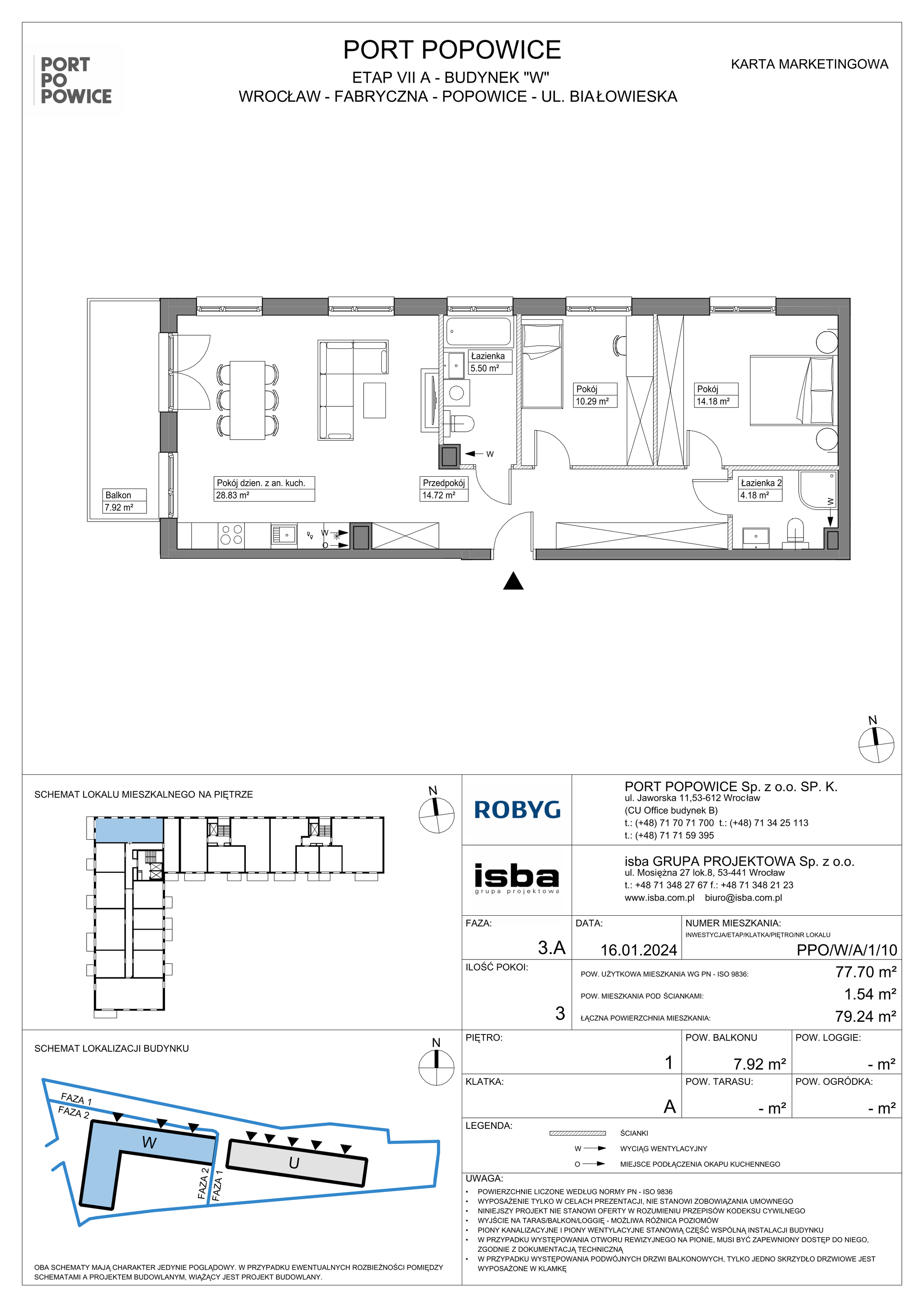 Mieszkanie 77,70 m², piętro 1, oferta nr PPO/W/A/1/10, Port Popowice, Wrocław, Pilczyce-Kozanów-Popowice Północne, Popowice, ul. Białowieska-idx