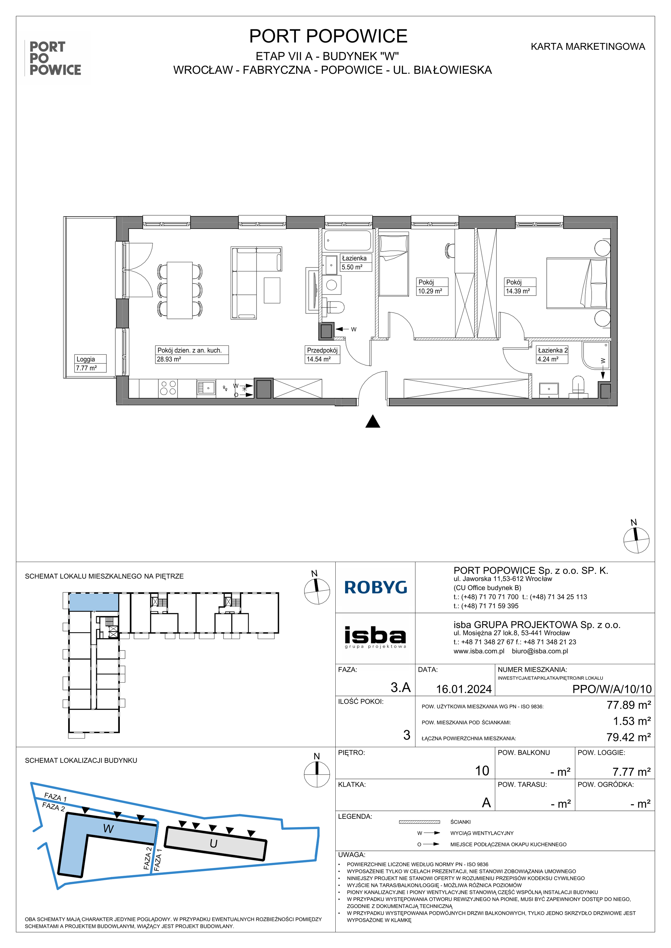 Mieszkanie 77,89 m², piętro 10, oferta nr PPO/W/A/10/10, Port Popowice, Wrocław, Pilczyce-Kozanów-Popowice Północne, Popowice, ul. Białowieska-idx