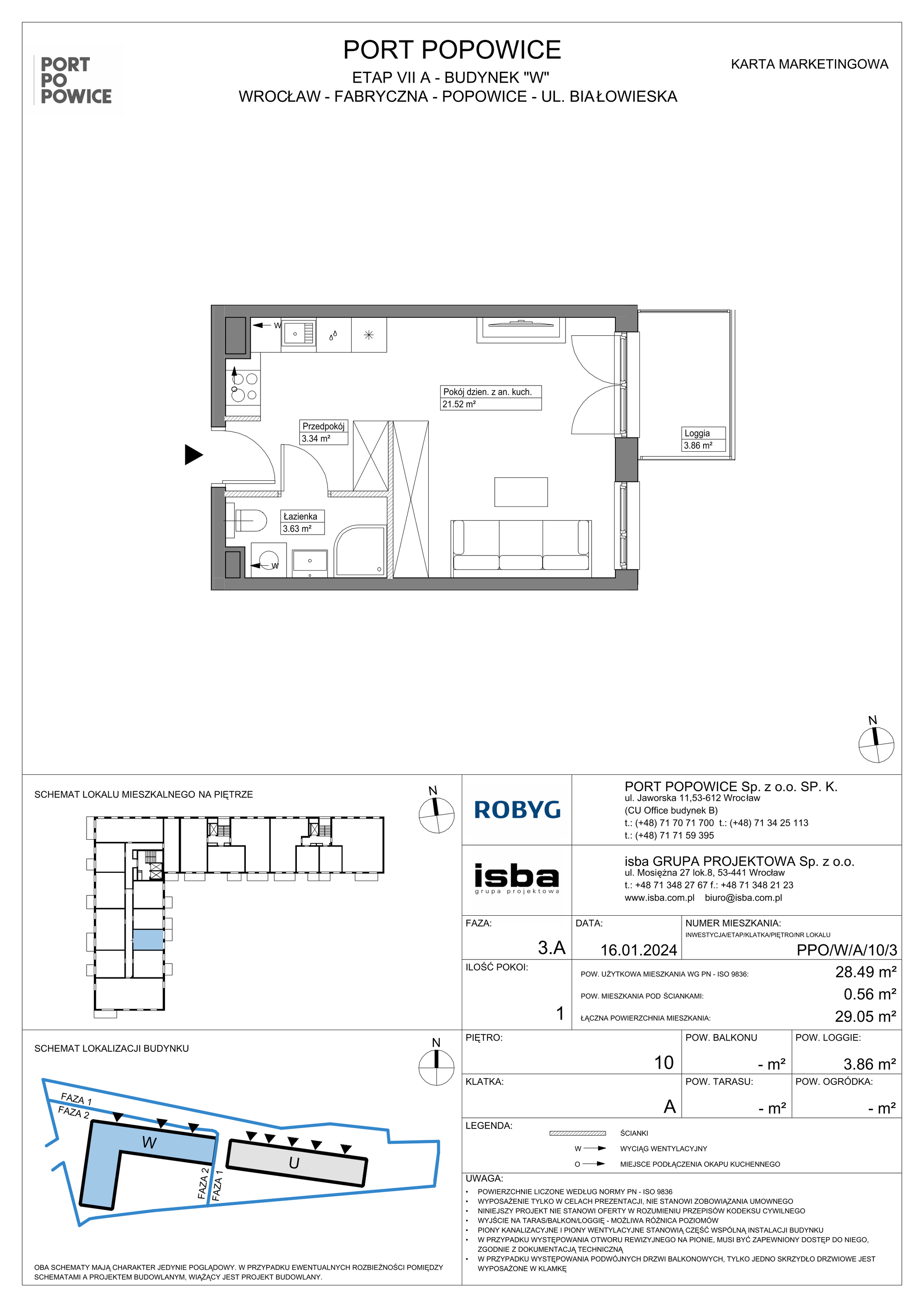 Mieszkanie 28,49 m², piętro 10, oferta nr PPO/W/A/10/3, Port Popowice, Wrocław, Pilczyce-Kozanów-Popowice Północne, Popowice, ul. Białowieska-idx