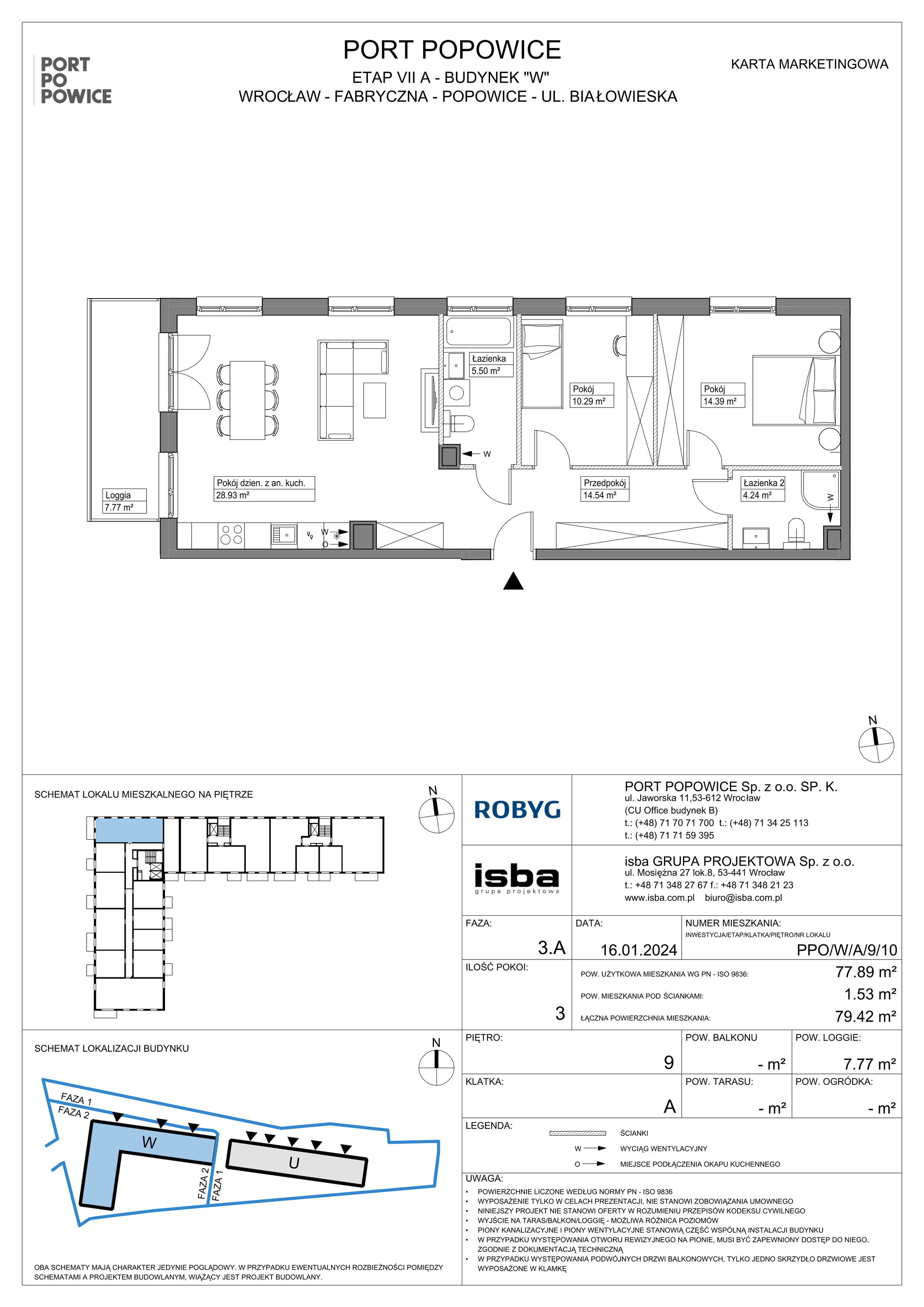 Mieszkanie 77,89 m², piętro 9, oferta nr PPO/W/A/9/10, Port Popowice, Wrocław, Pilczyce-Kozanów-Popowice Północne, Popowice, ul. Białowieska-idx