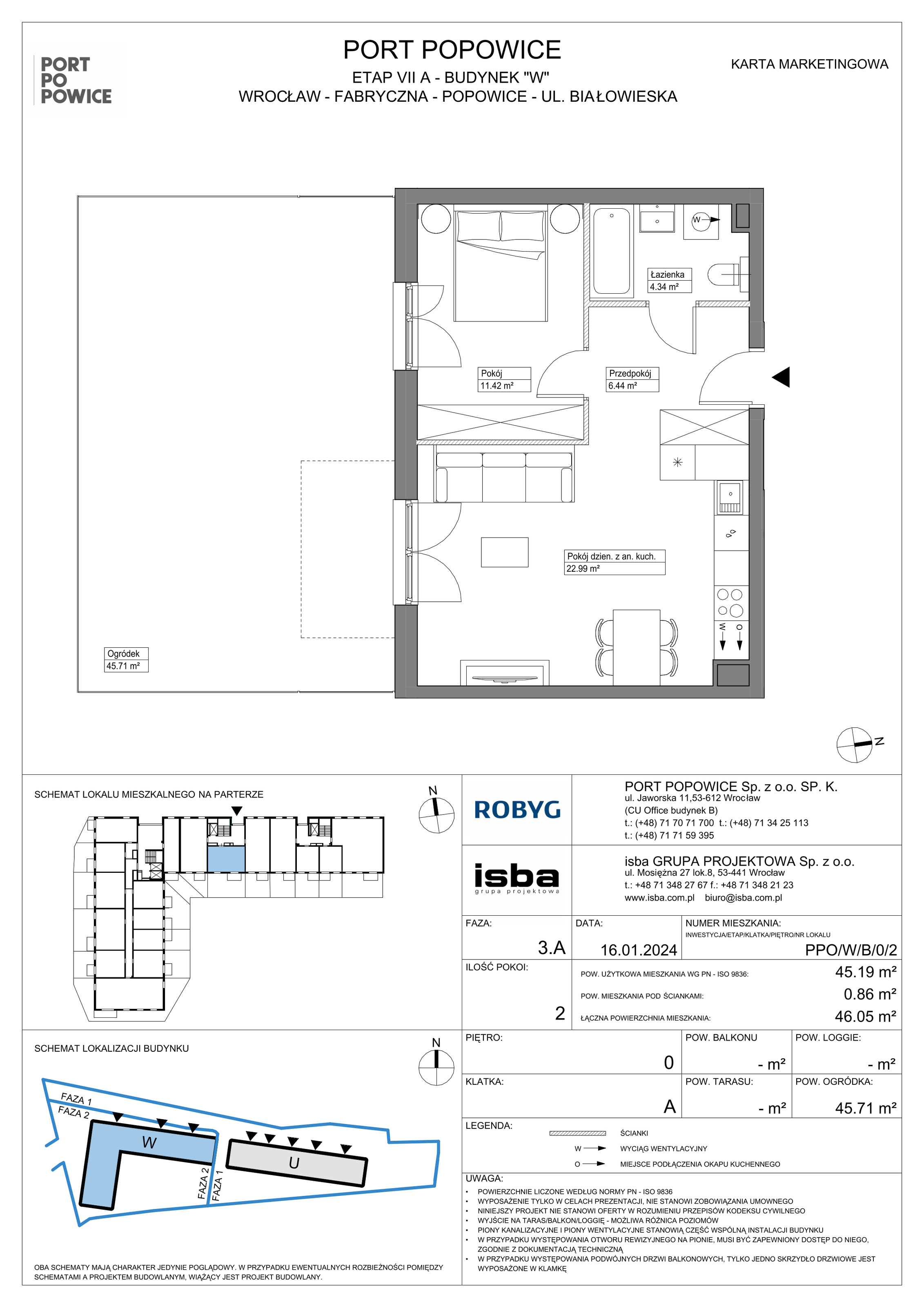 Mieszkanie 45,19 m², parter, oferta nr PPO/W/B/0/2, Port Popowice, Wrocław, Pilczyce-Kozanów-Popowice Północne, Popowice, ul. Białowieska-idx